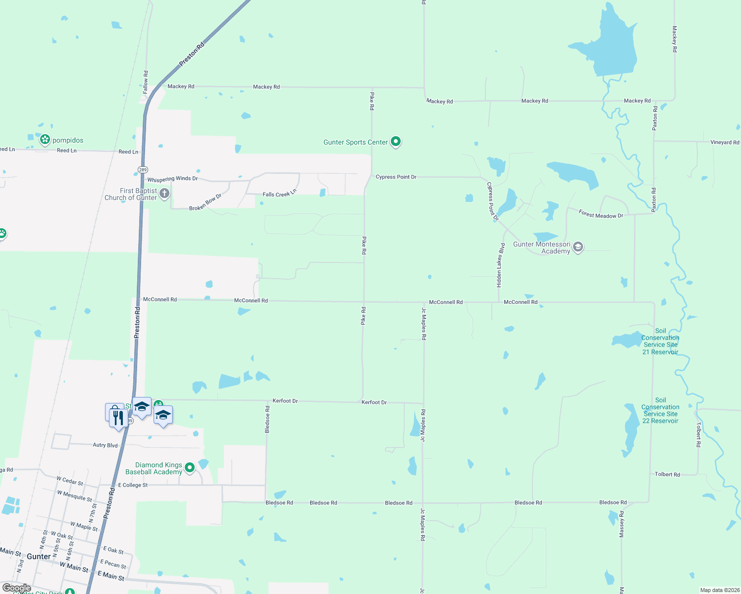 map of restaurants, bars, coffee shops, grocery stores, and more near 534 Pike Rd in Gunter