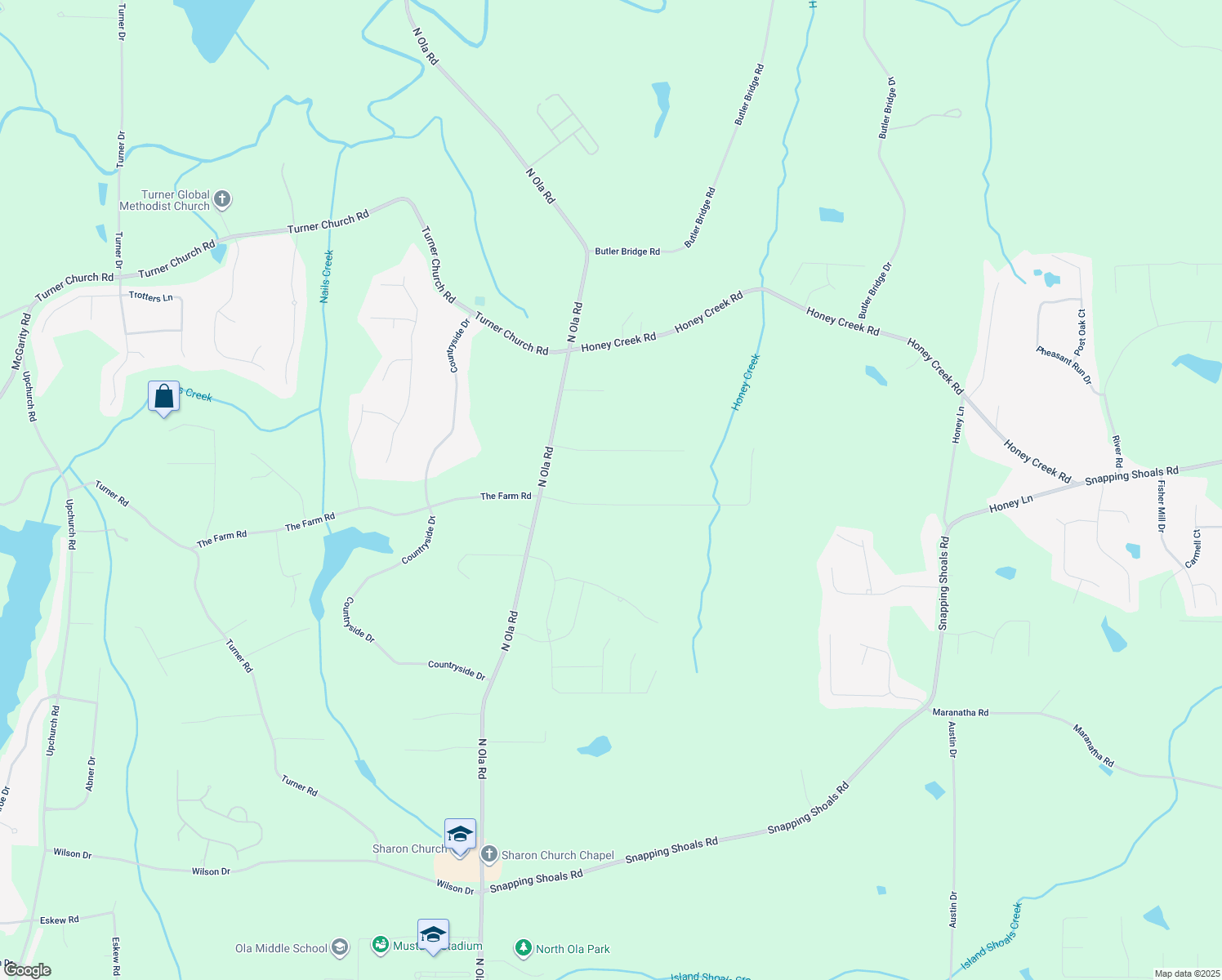 map of restaurants, bars, coffee shops, grocery stores, and more near 83 The Farm Road in McDonough