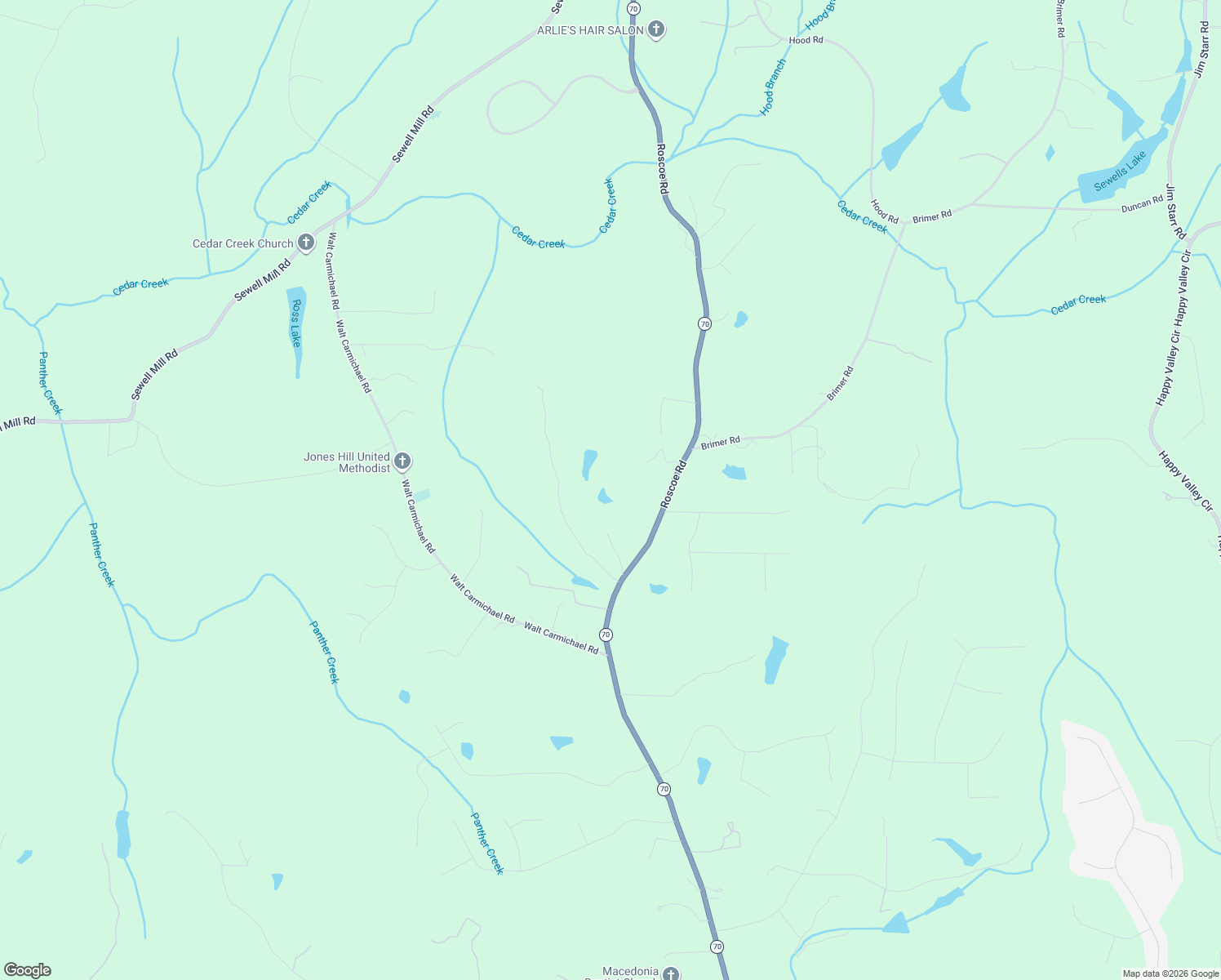 map of restaurants, bars, coffee shops, grocery stores, and more near 2810 Roscoe Road in Newnan