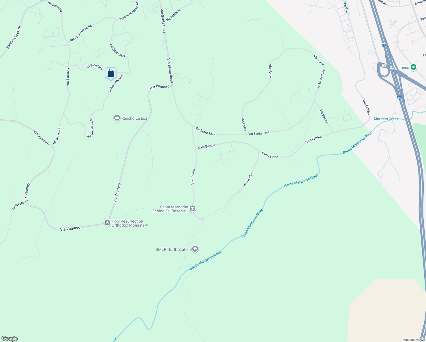 map of restaurants, bars, coffee shops, grocery stores, and more near 45600 Vía Tornado in Temecula