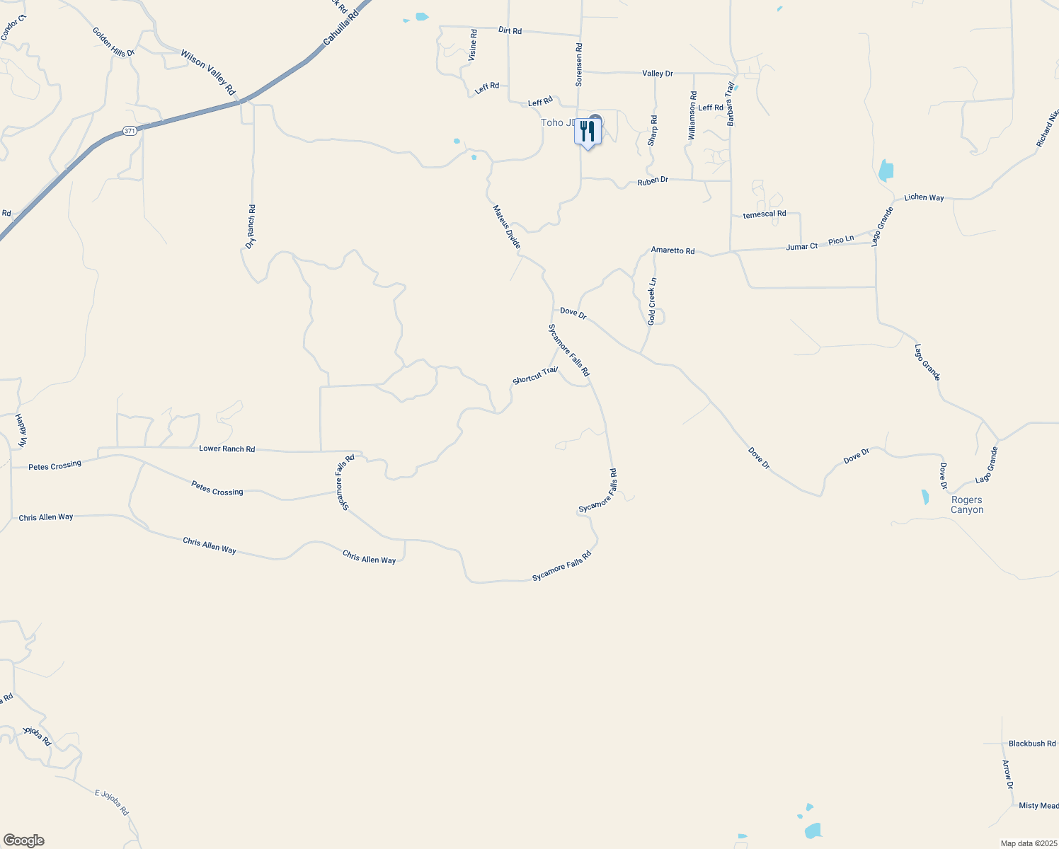 map of restaurants, bars, coffee shops, grocery stores, and more near Shortcut Trail in Aguanga