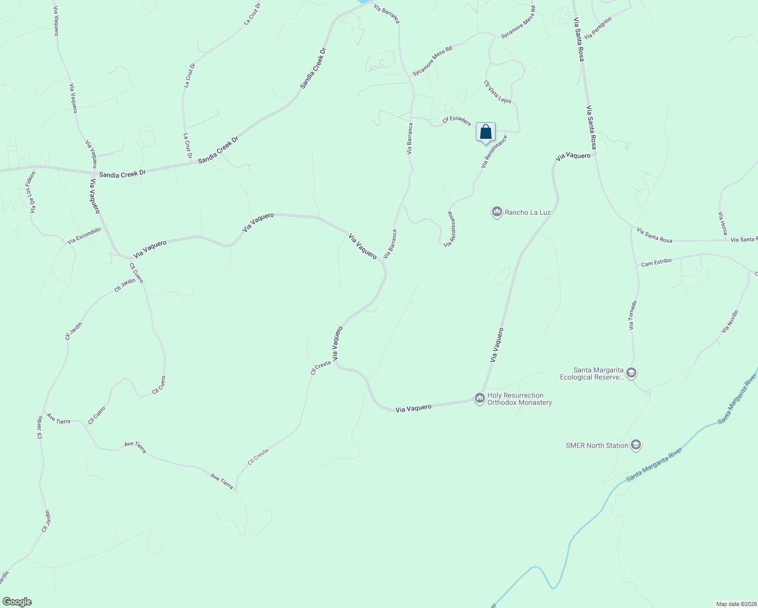 map of restaurants, bars, coffee shops, grocery stores, and more near 47400 Via Vaquero in Temecula