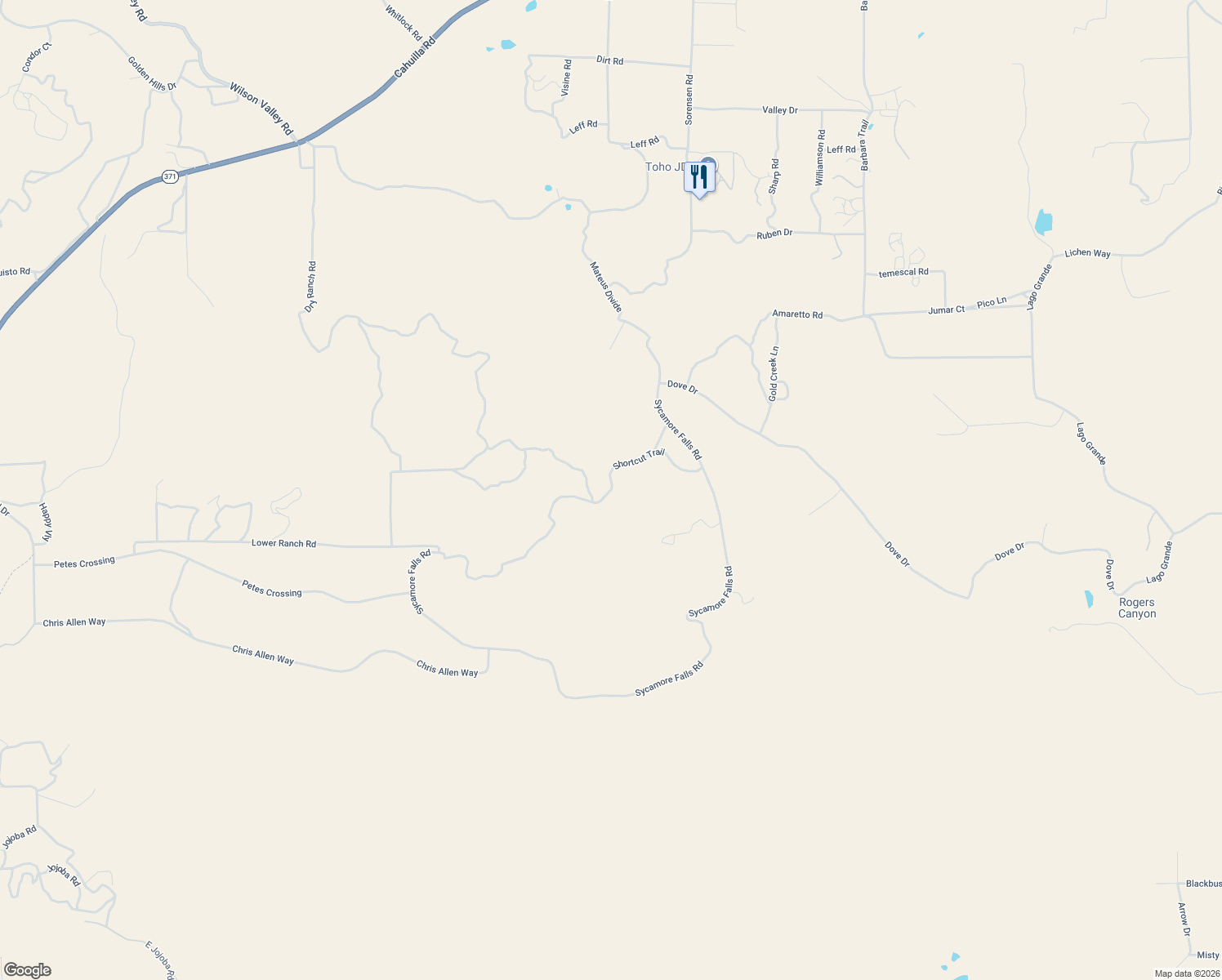 map of restaurants, bars, coffee shops, grocery stores, and more near Shortcut Trail in Aguanga