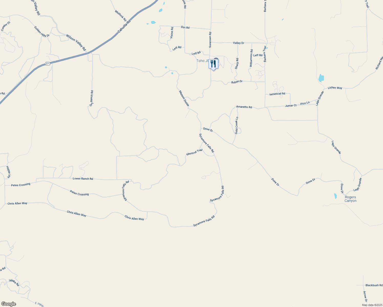 map of restaurants, bars, coffee shops, grocery stores, and more near Shortcut Trail in Aguanga