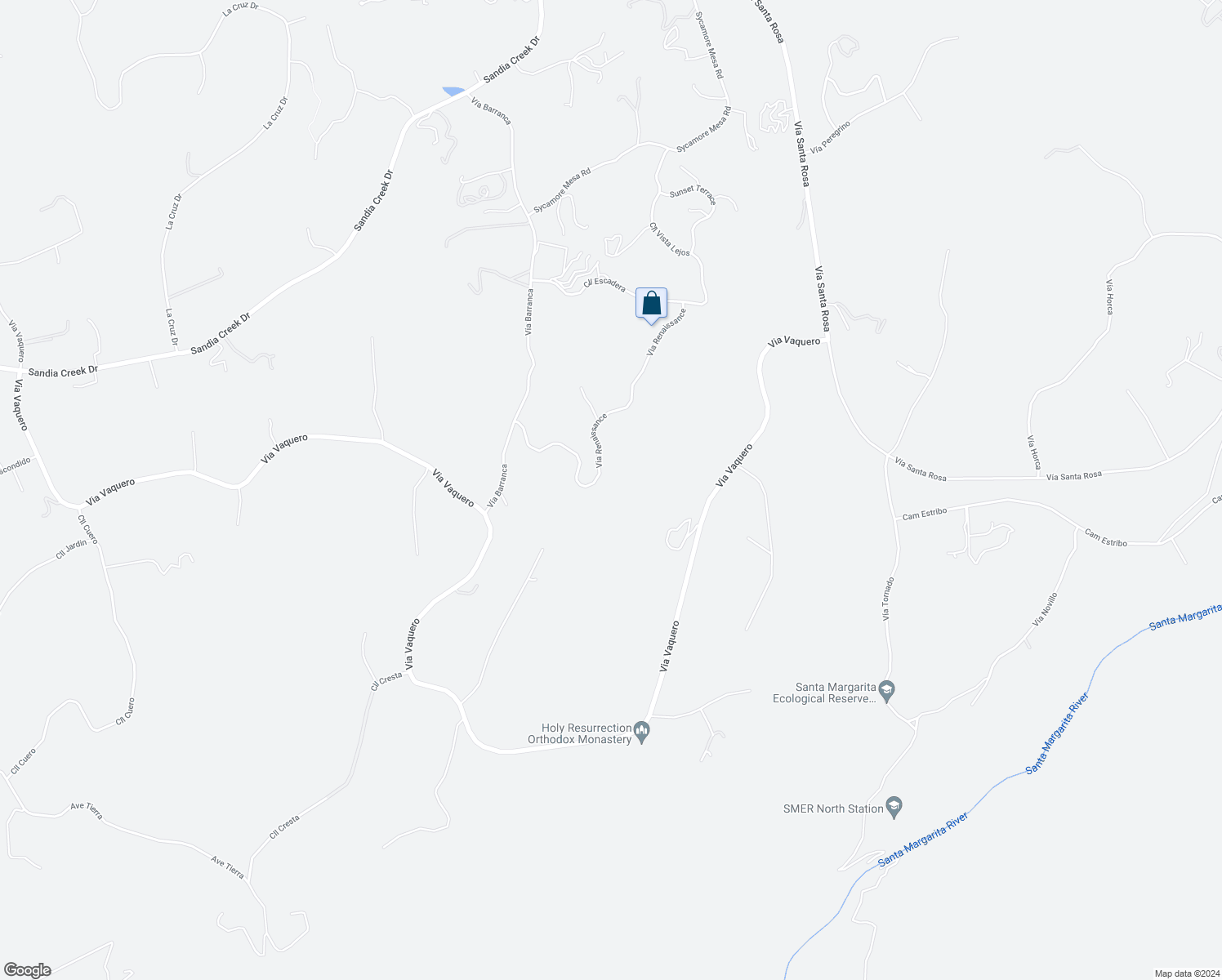 map of restaurants, bars, coffee shops, grocery stores, and more near 45055 Via Renaissance in Temecula