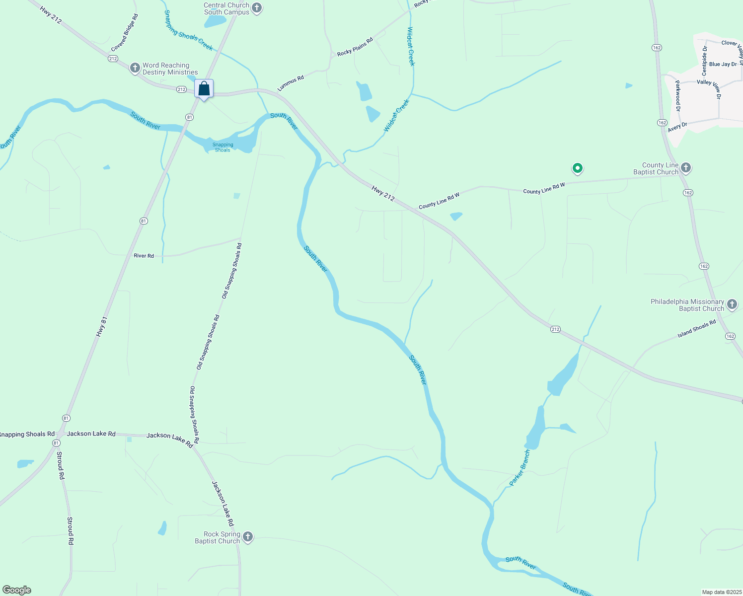 map of restaurants, bars, coffee shops, grocery stores, and more near 320 White Birch Drive in Covington