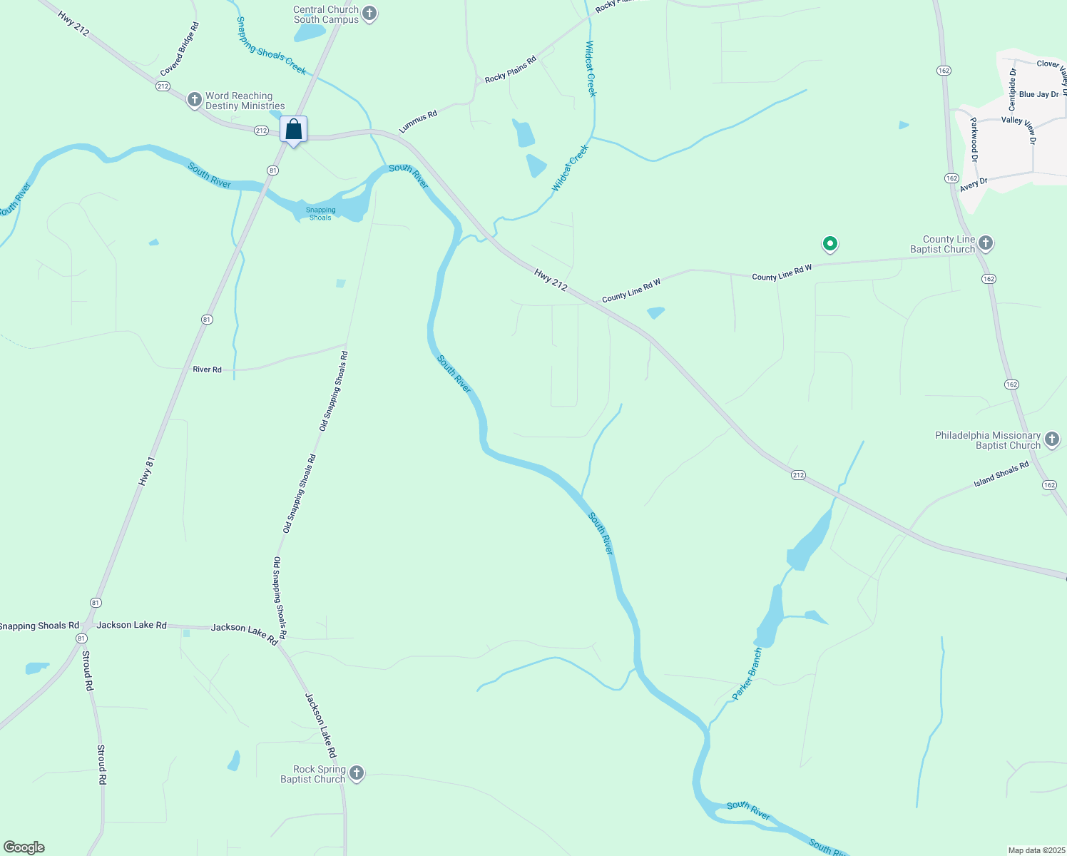 map of restaurants, bars, coffee shops, grocery stores, and more near 320 White Birch Drive in Covington