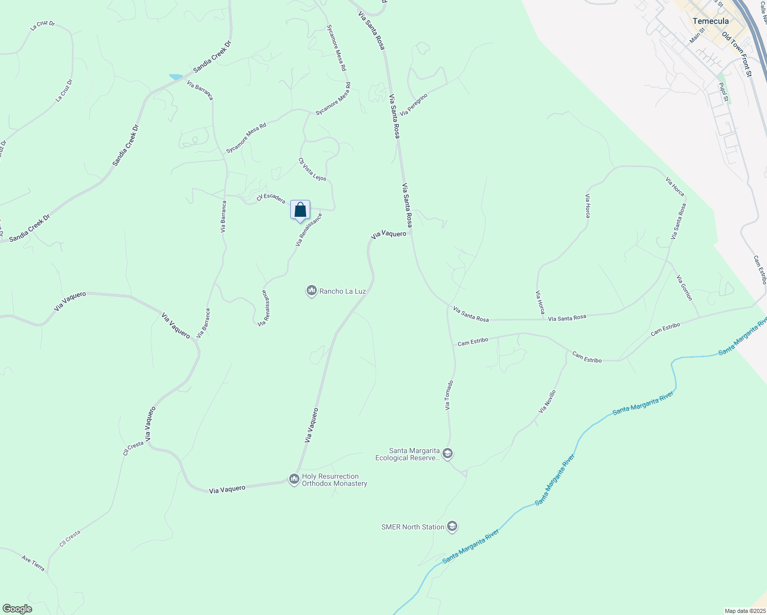 map of restaurants, bars, coffee shops, grocery stores, and more near 49650 Via Vaquero in Temecula