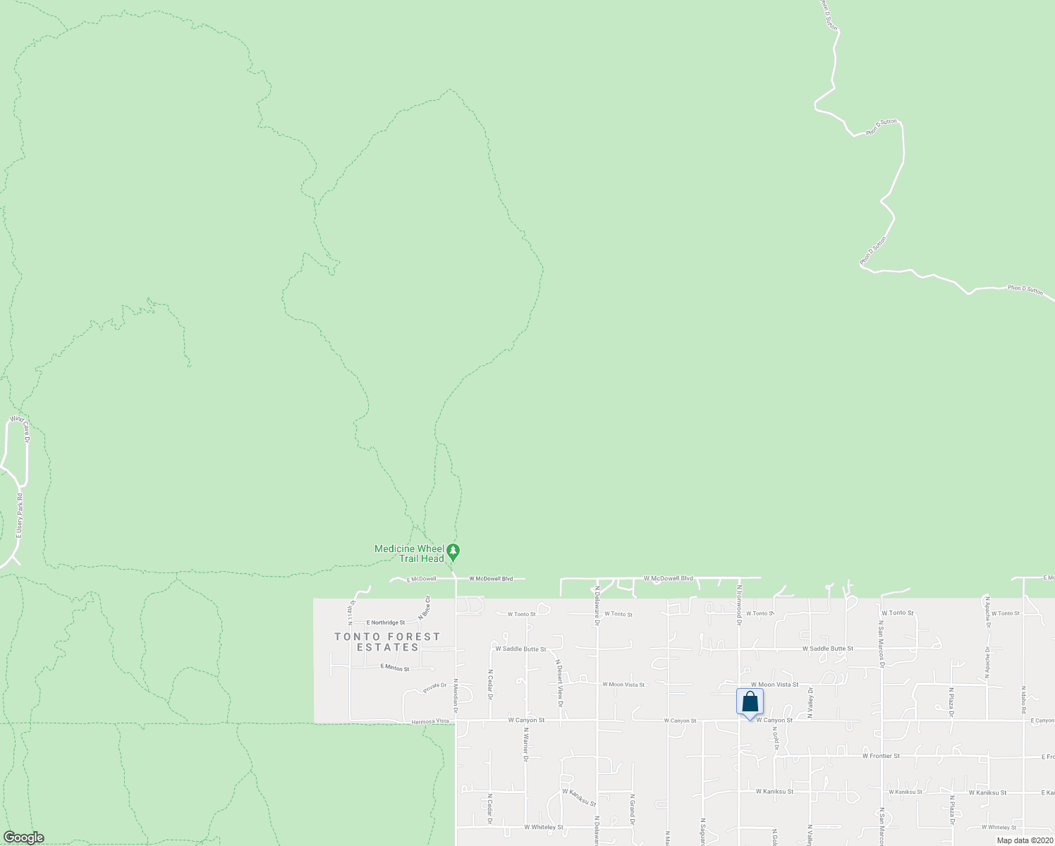 map of restaurants, bars, coffee shops, grocery stores, and more near Unnamed Road in Mesa