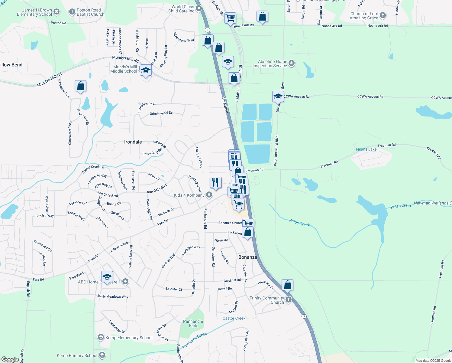 map of restaurants, bars, coffee shops, grocery stores, and more near 1769 Old Dogwood in Jonesboro