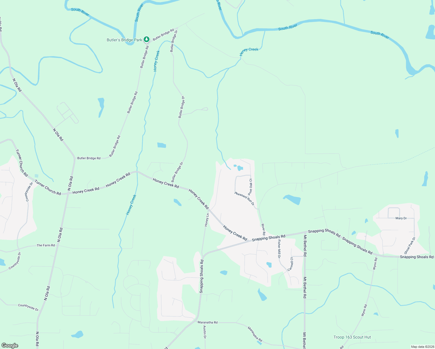 map of restaurants, bars, coffee shops, grocery stores, and more near 114 Honey Lane in McDonough