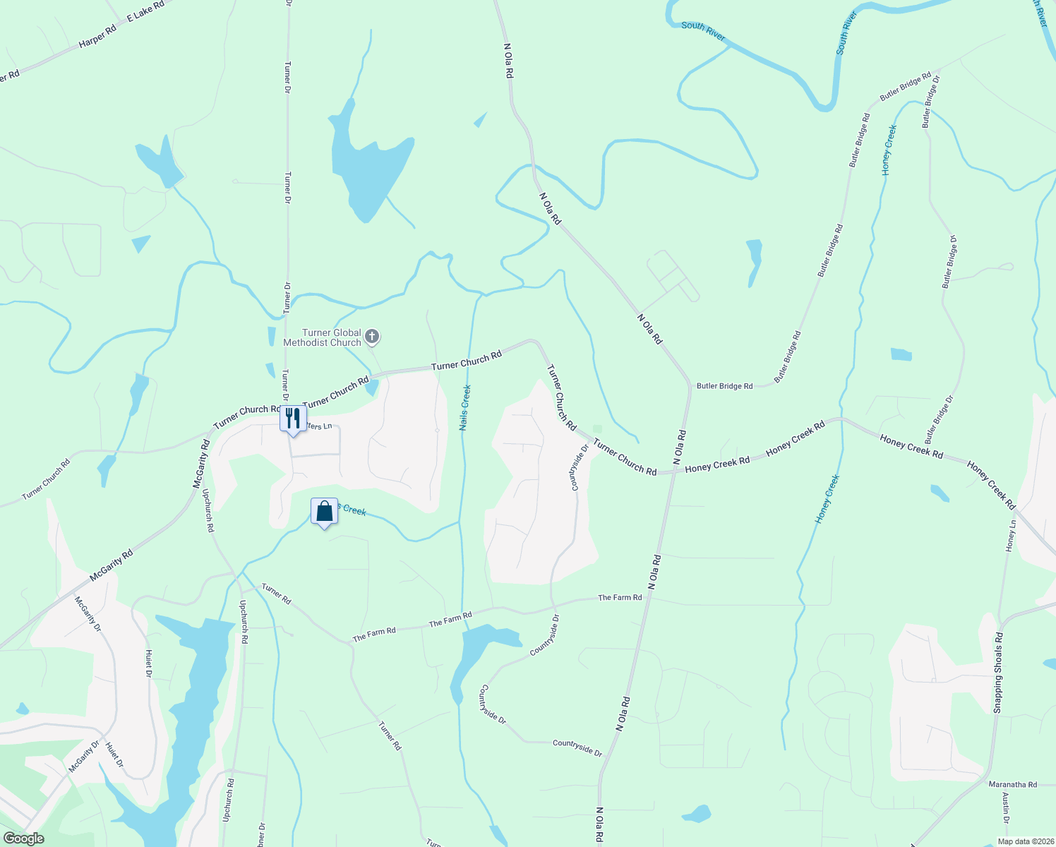 map of restaurants, bars, coffee shops, grocery stores, and more near 1401 Short Ct in McDonough