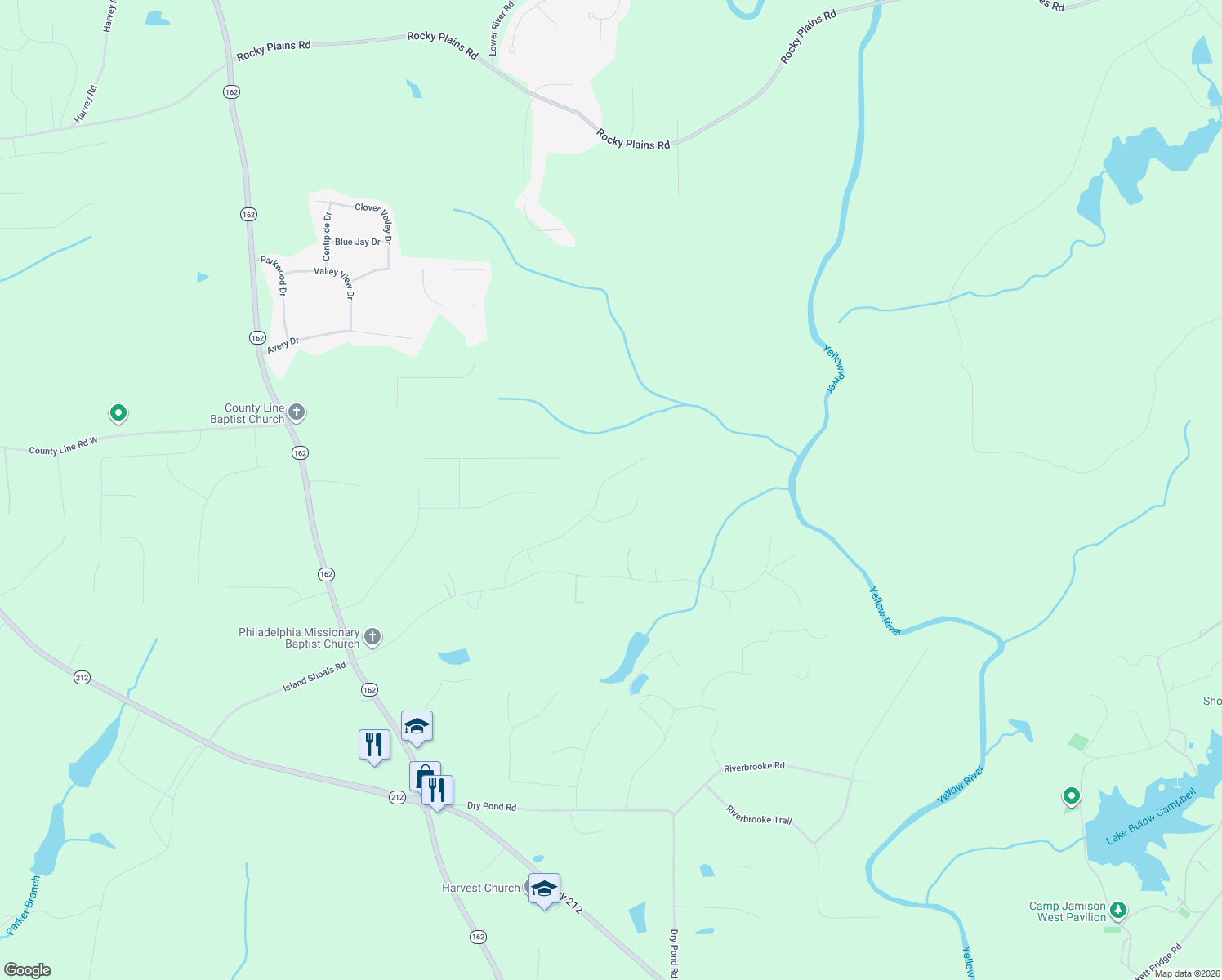 map of restaurants, bars, coffee shops, grocery stores, and more near 240 Pleasant Hills Dr in Covington