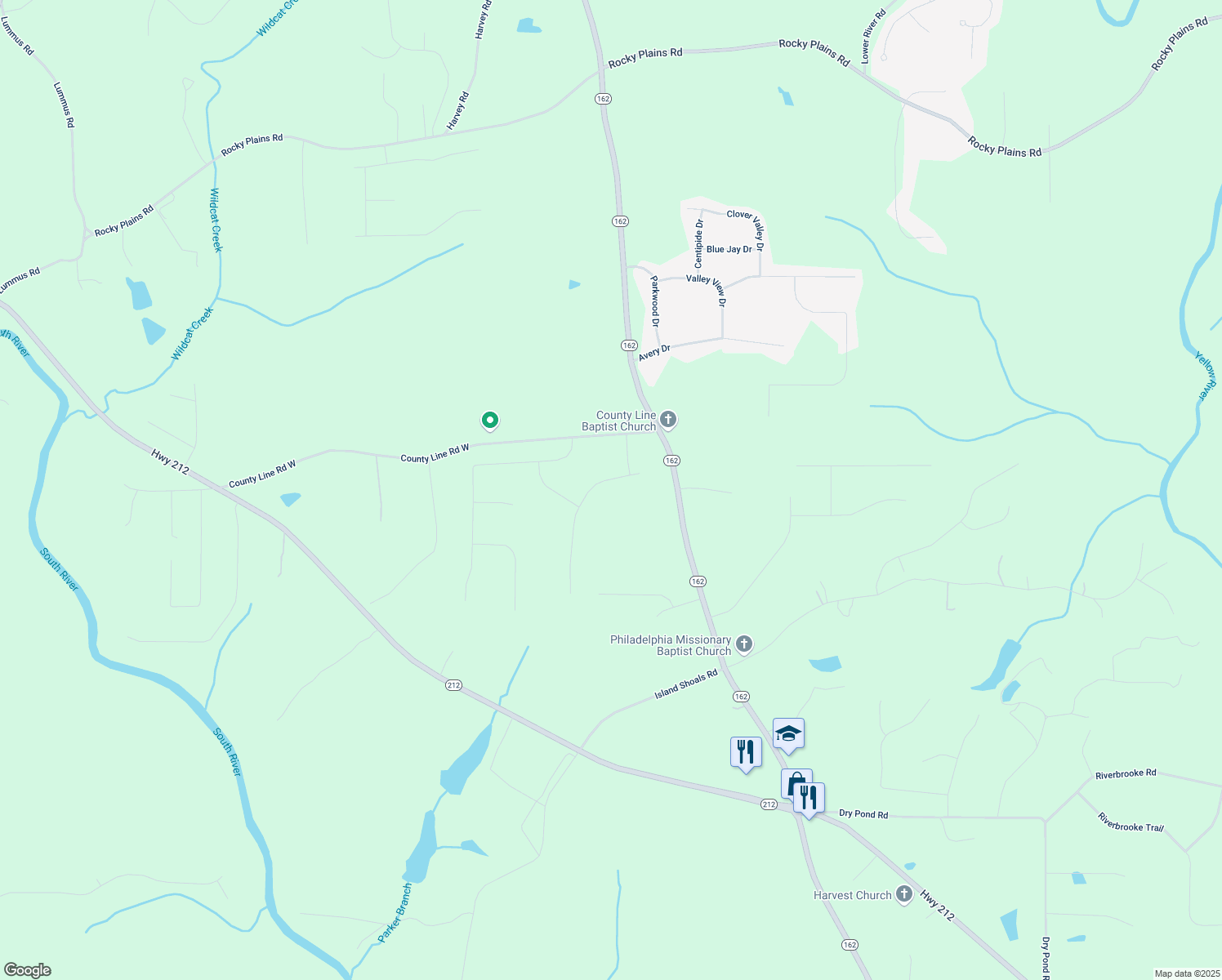 map of restaurants, bars, coffee shops, grocery stores, and more near 65 Macadamia Court in Covington
