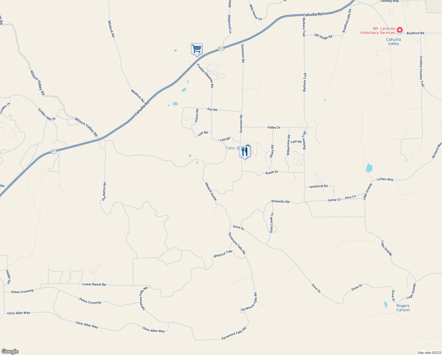 map of restaurants, bars, coffee shops, grocery stores, and more near Ruben Drive in Riverside County