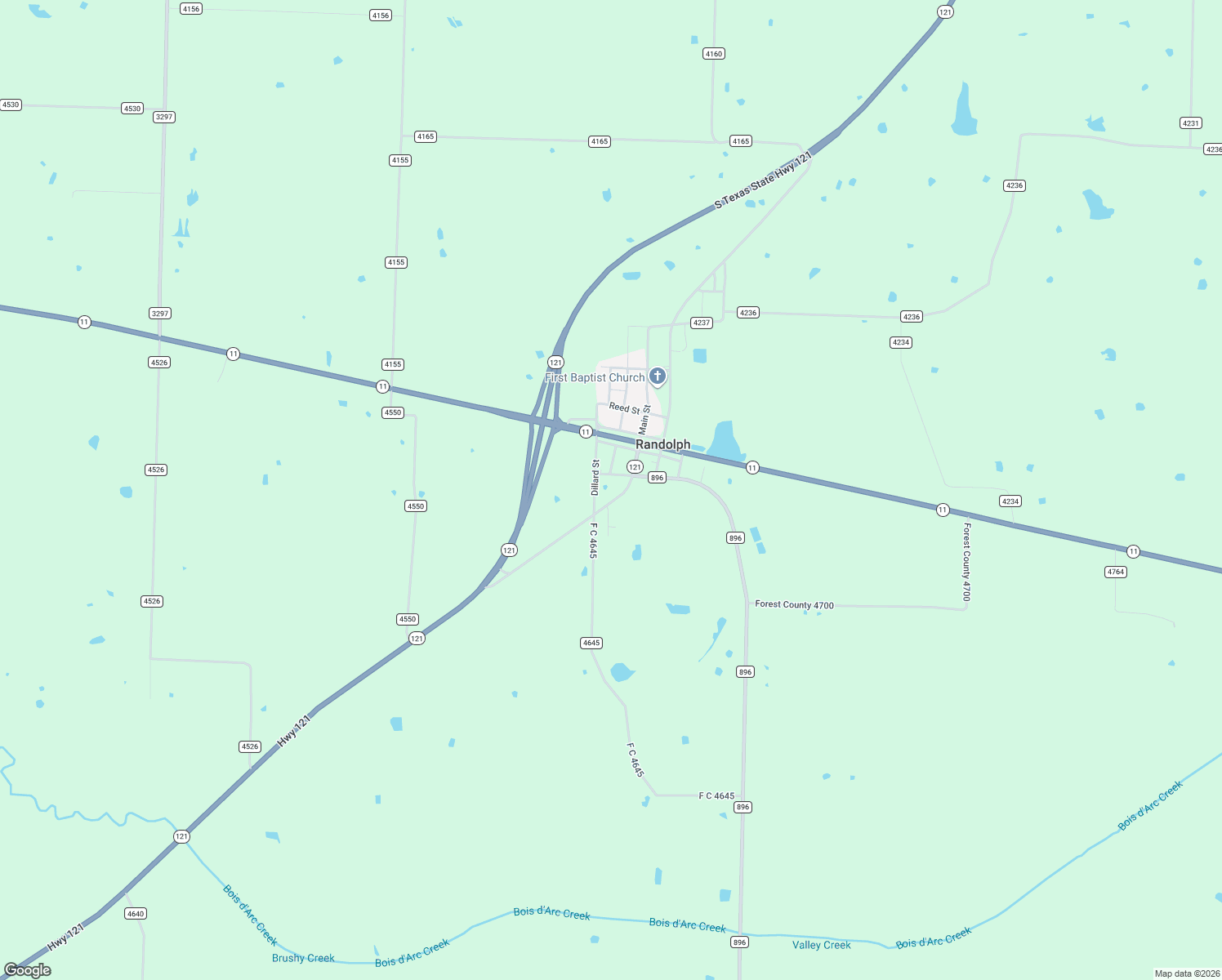 map of restaurants, bars, coffee shops, grocery stores, and more near 307 Texas 121 Business in Bonham