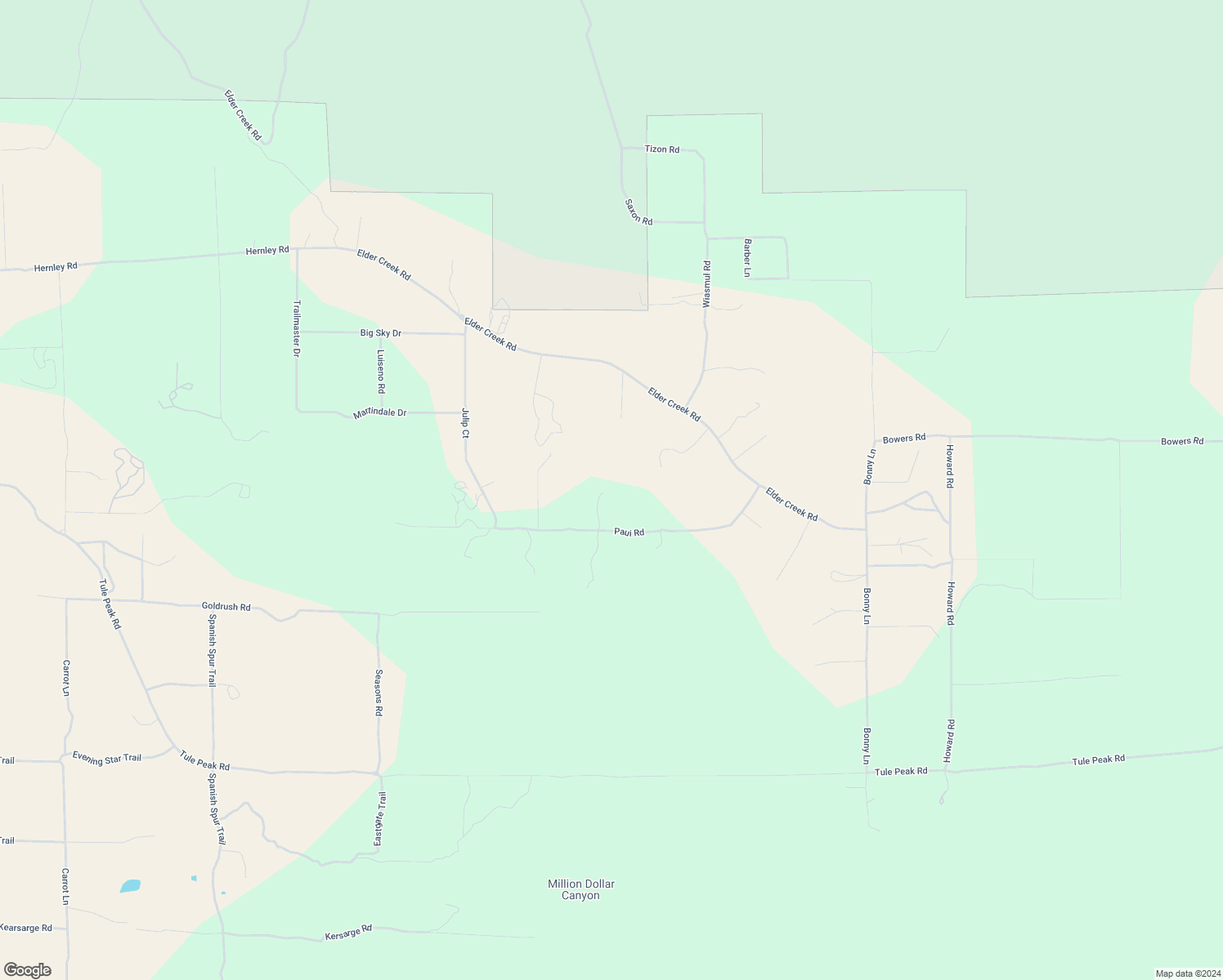 map of restaurants, bars, coffee shops, grocery stores, and more near 52950 Paui Road in Aguanga