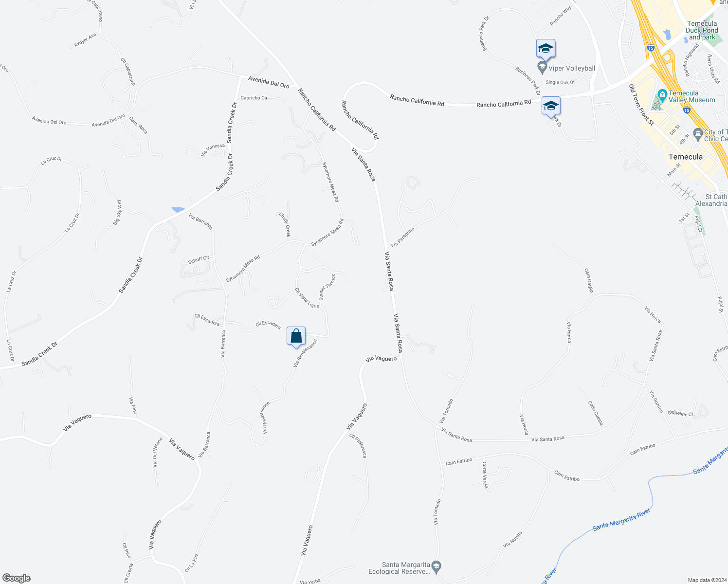 map of restaurants, bars, coffee shops, grocery stores, and more near 27630 Morning Glory Circle in Temecula
