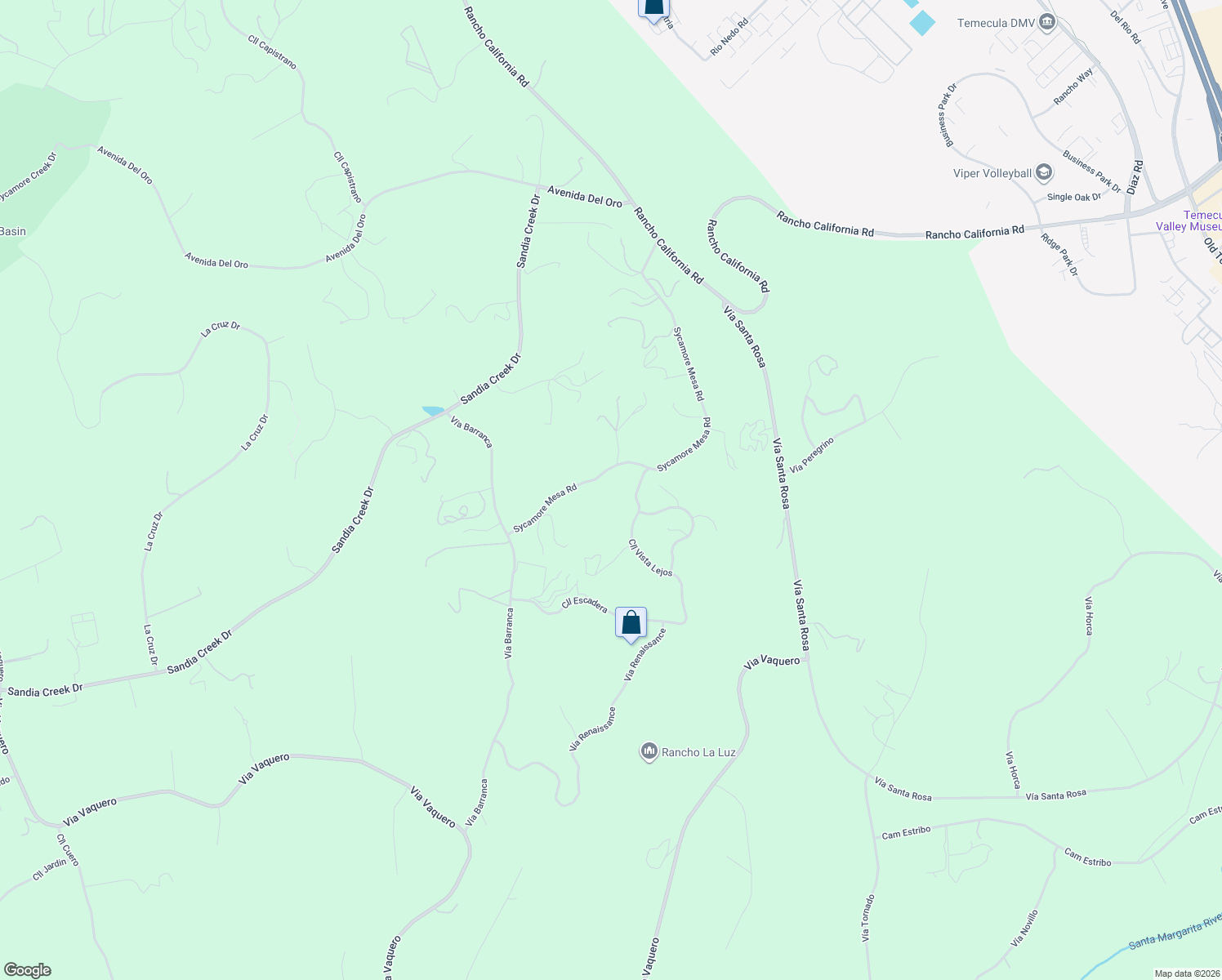 map of restaurants, bars, coffee shops, grocery stores, and more near 27375 Sycamore Mesa Road in Temecula