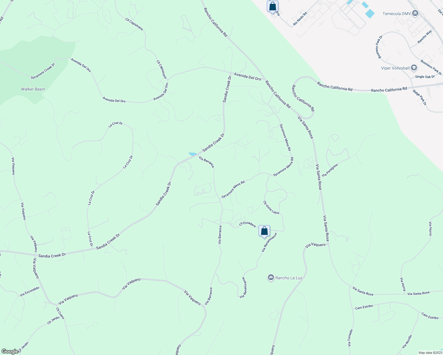 map of restaurants, bars, coffee shops, grocery stores, and more near 44310 Vía Barranca in Temecula