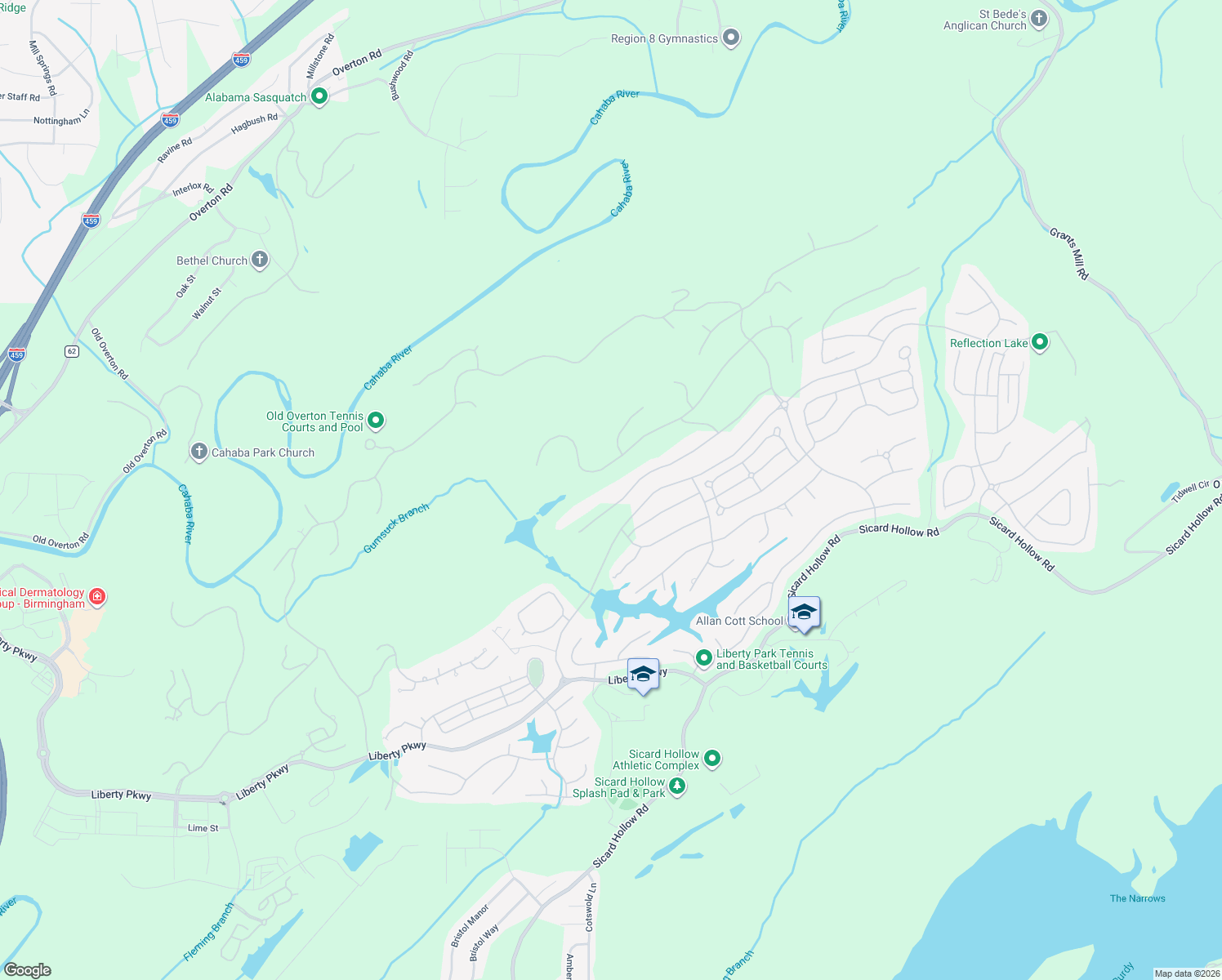 map of restaurants, bars, coffee shops, grocery stores, and more near 4322 Kings Mountain Ridge in Vestavia Hills