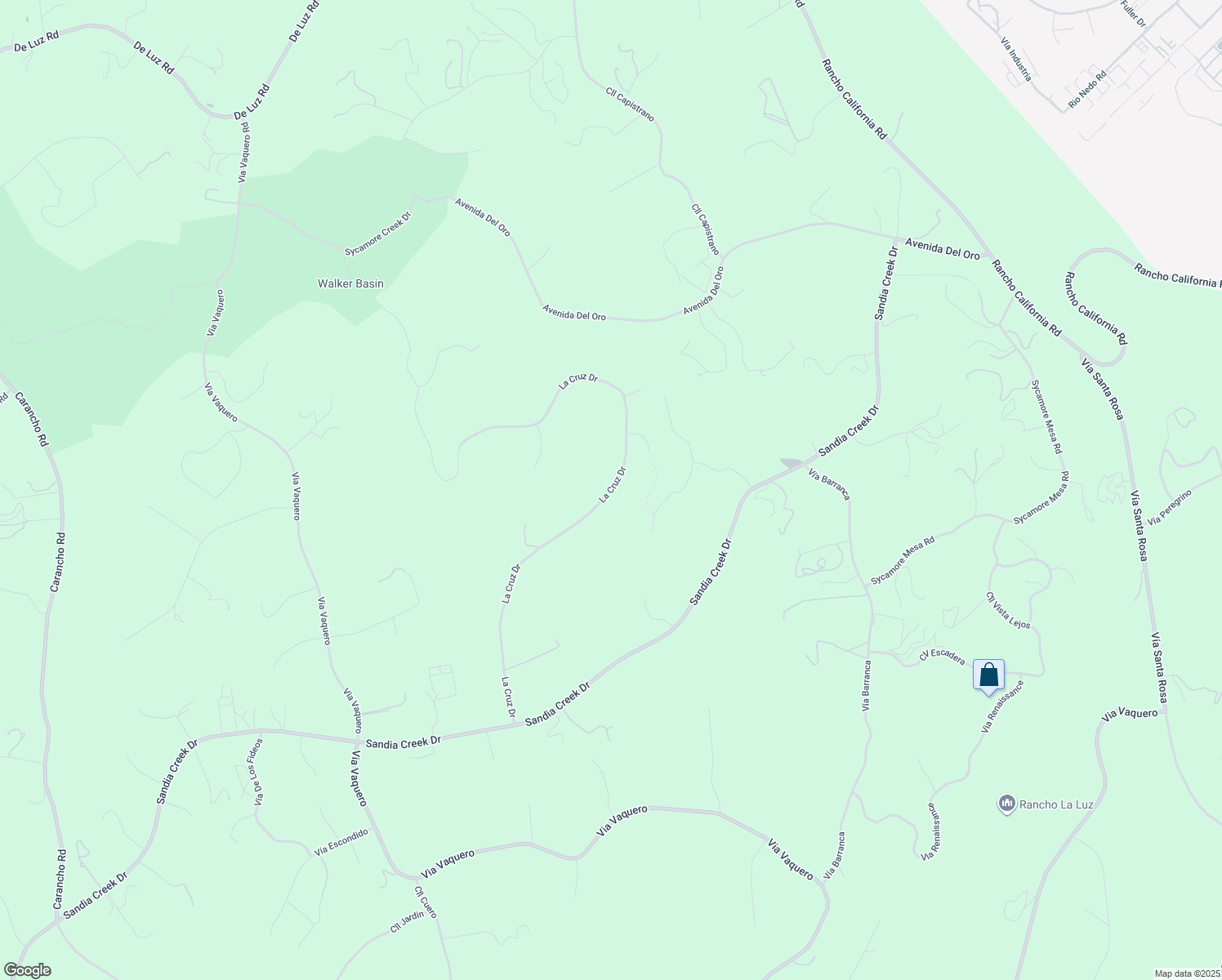 map of restaurants, bars, coffee shops, grocery stores, and more near La Cruz Drive in Temecula