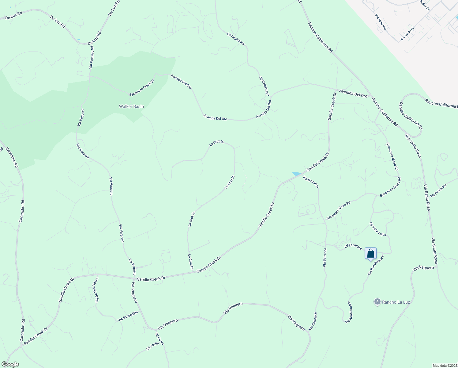 map of restaurants, bars, coffee shops, grocery stores, and more near La Cruz Drive in Temecula