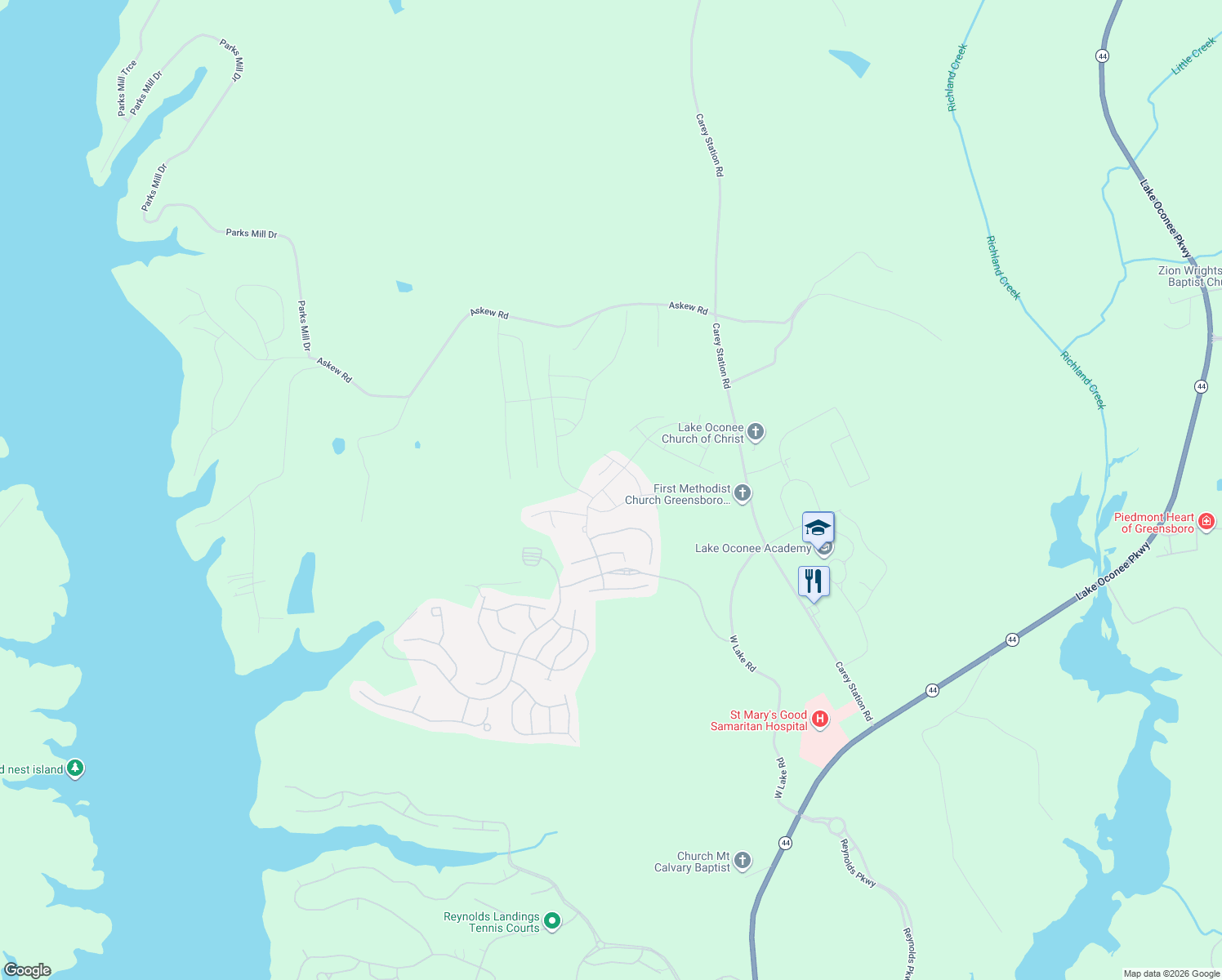map of restaurants, bars, coffee shops, grocery stores, and more near 4661 Carey Station Road in Greensboro