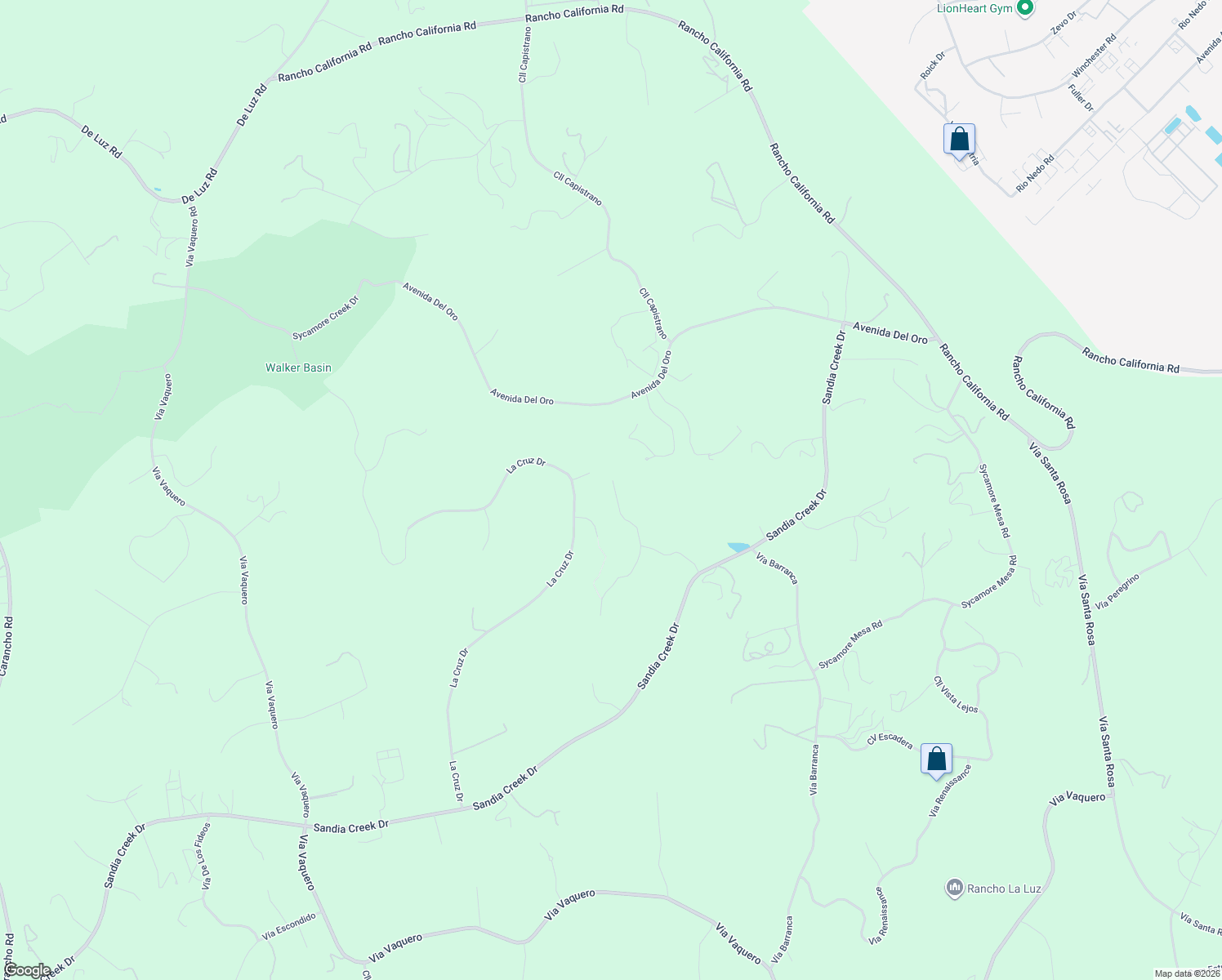 map of restaurants, bars, coffee shops, grocery stores, and more near 44065 Big Sky Way in Temecula