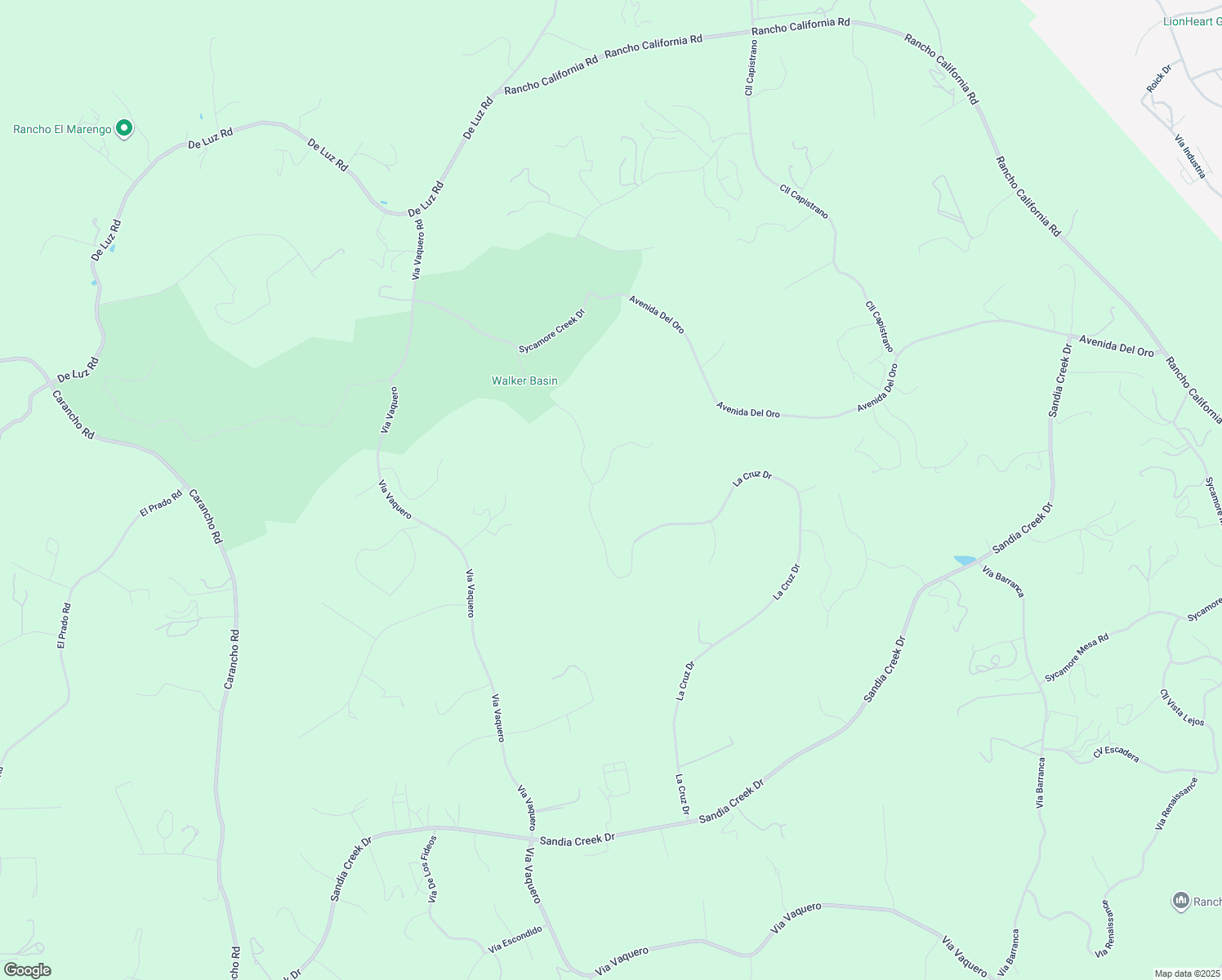 map of restaurants, bars, coffee shops, grocery stores, and more near La Cruz Drive in Temecula