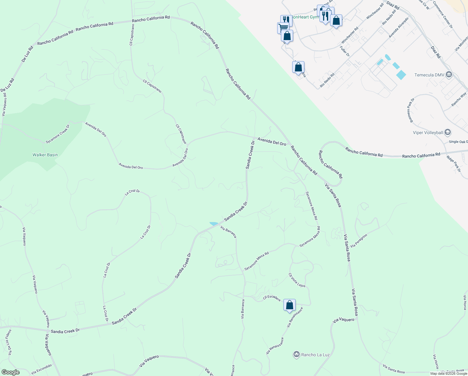 map of restaurants, bars, coffee shops, grocery stores, and more near in Temecula