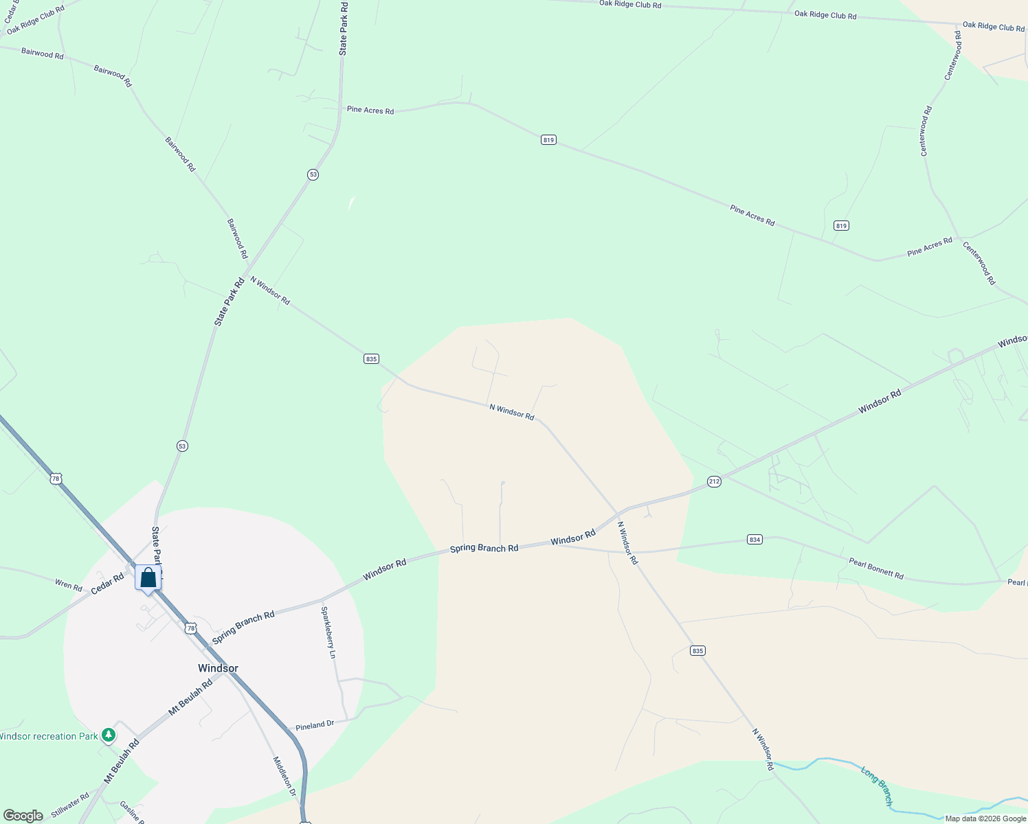 map of restaurants, bars, coffee shops, grocery stores, and more near 303 North Windsor Road in Windsor