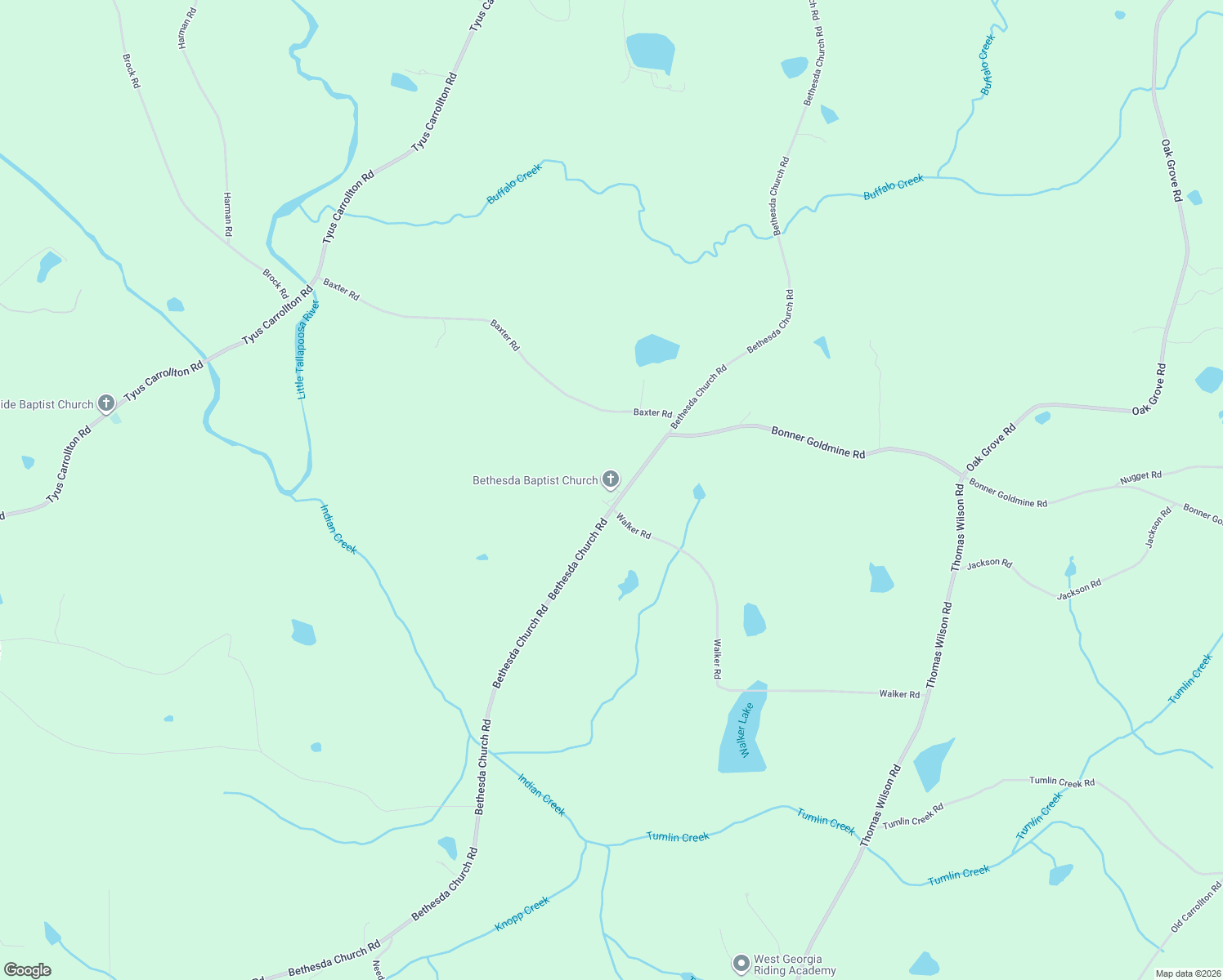 map of restaurants, bars, coffee shops, grocery stores, and more near 1539 Bethesda Church Road in Carrollton