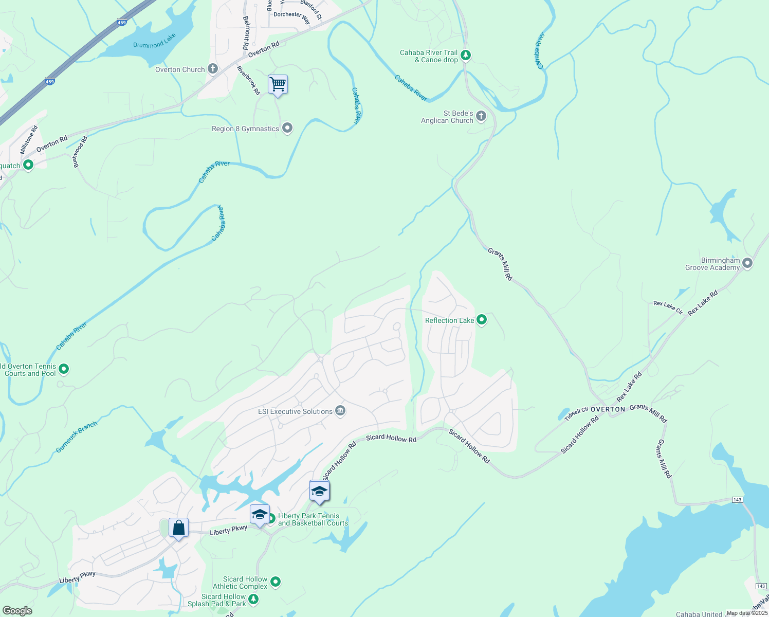 map of restaurants, bars, coffee shops, grocery stores, and more near 4245 Marden Way in Vestavia Hills