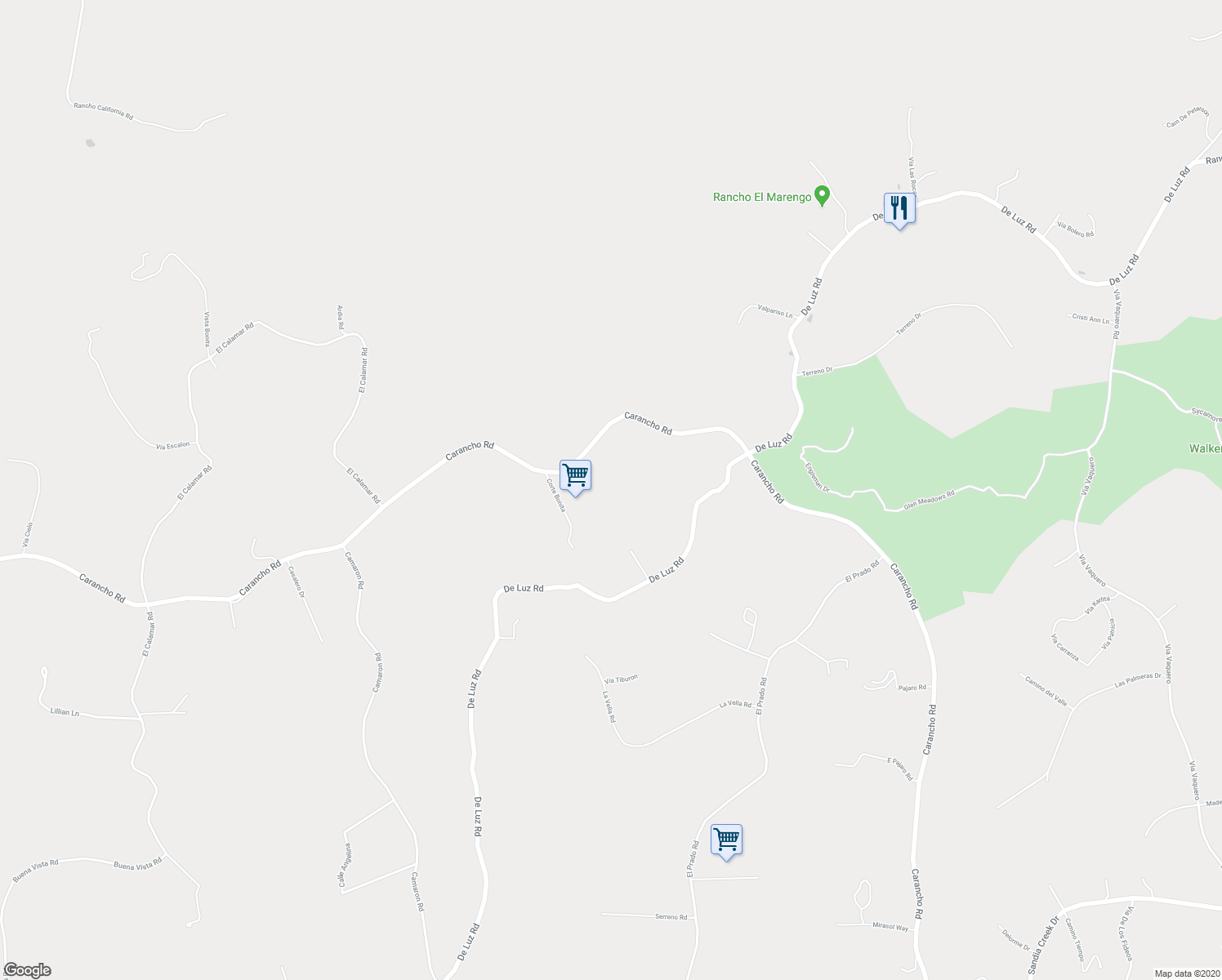 map of restaurants, bars, coffee shops, grocery stores, and more near 22711 Carancho Road in Temecula