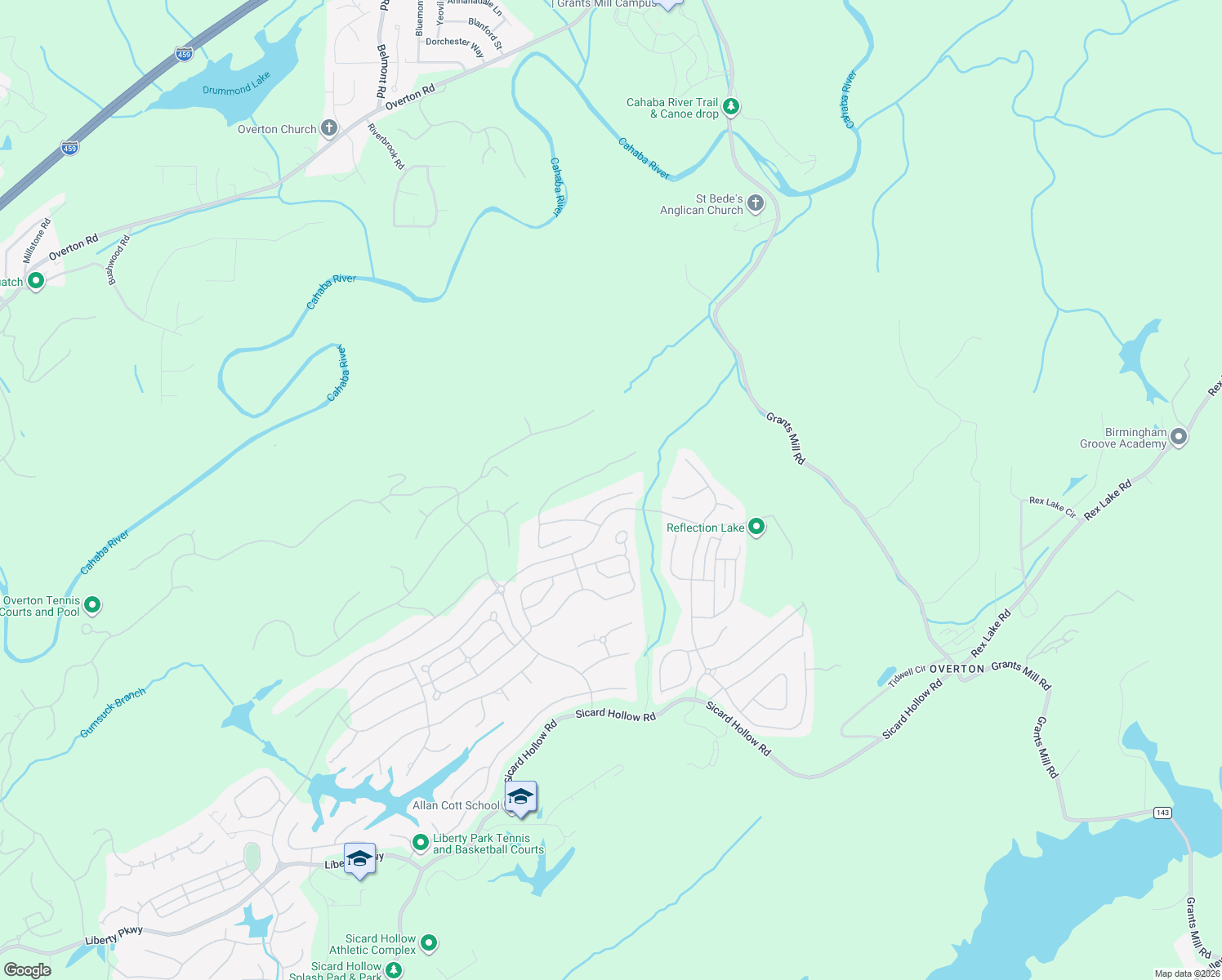 map of restaurants, bars, coffee shops, grocery stores, and more near 4126 Ternview Road in Vestavia Hills