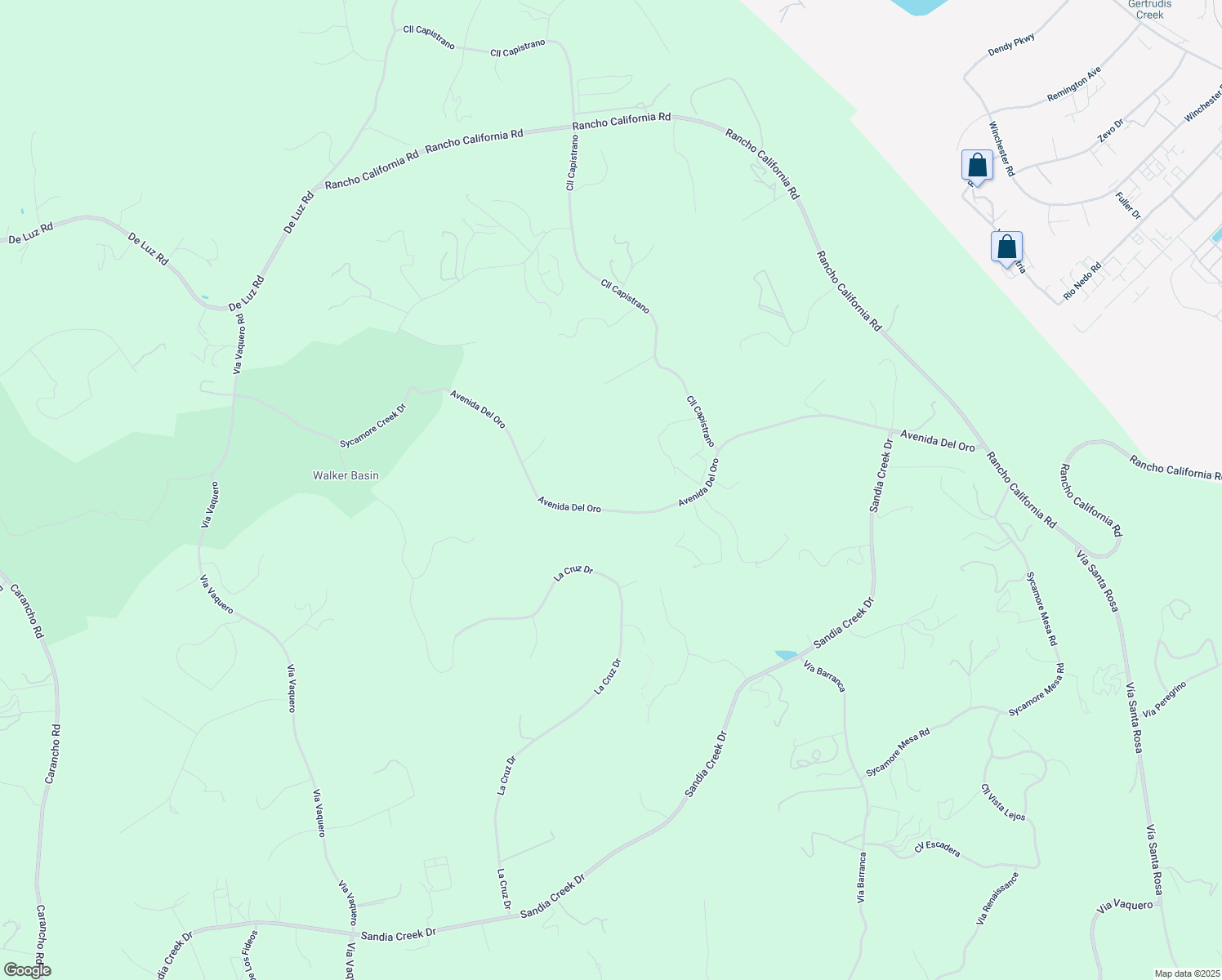 map of restaurants, bars, coffee shops, grocery stores, and more near Avenida Del Oro in Temecula