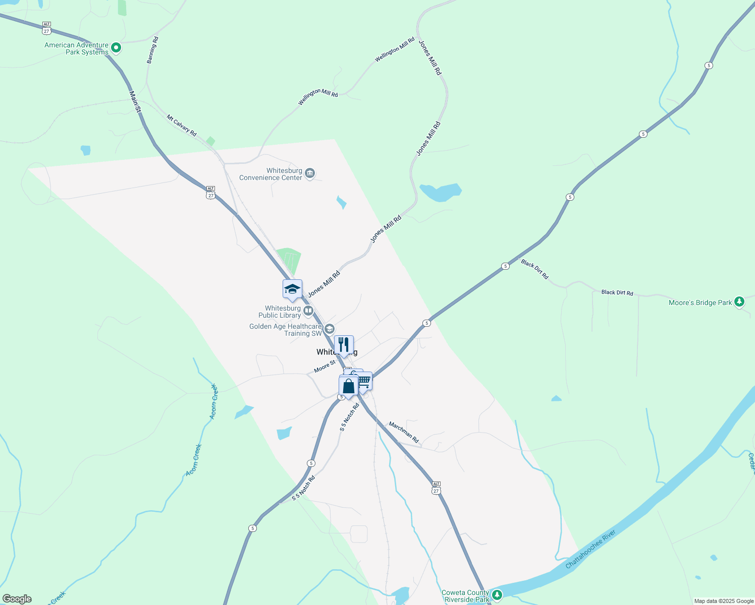 map of restaurants, bars, coffee shops, grocery stores, and more near 60 Aycock Street in Whitesburg