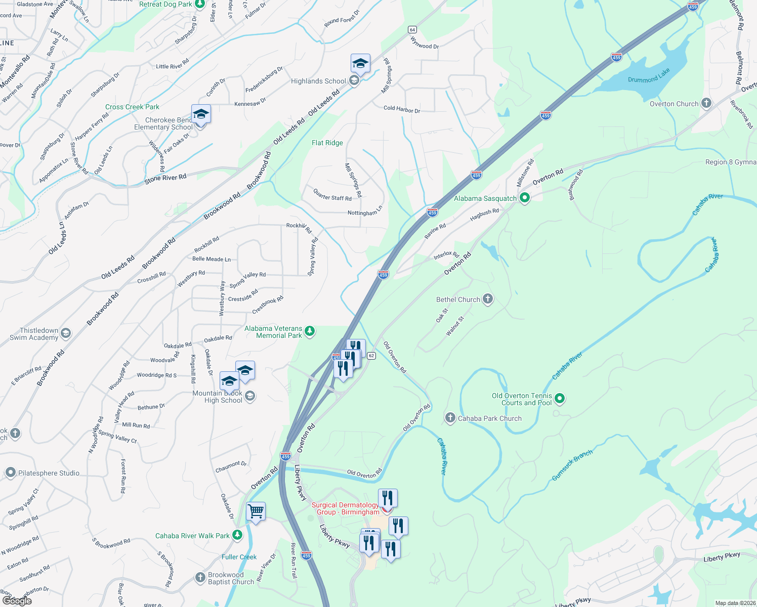 map of restaurants, bars, coffee shops, grocery stores, and more near 777 Hagbush Road in Irondale