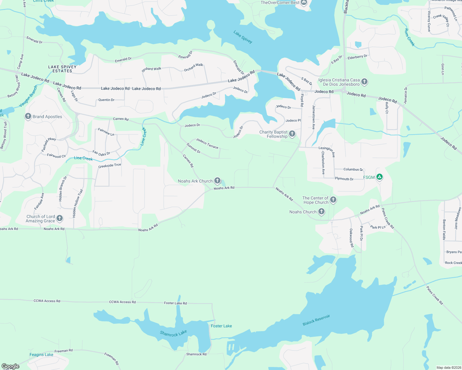 map of restaurants, bars, coffee shops, grocery stores, and more near 9385 Sweetbriar Circle in Jonesboro