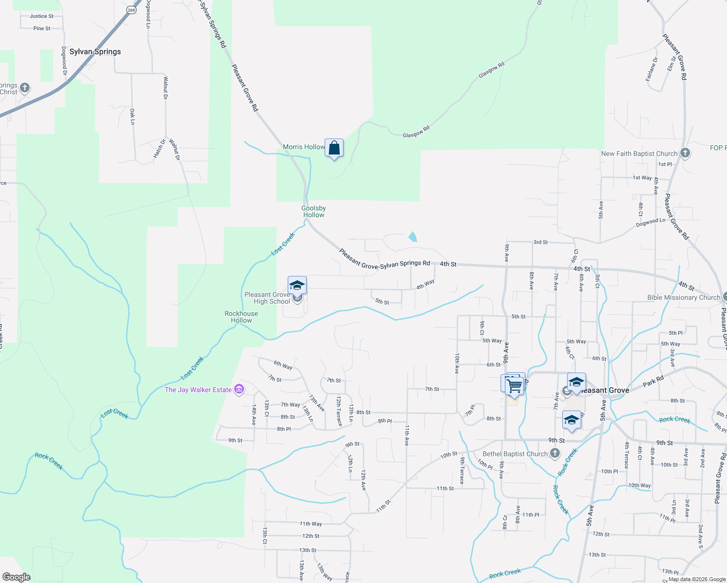 map of restaurants, bars, coffee shops, grocery stores, and more near 1137 5th Street in Pleasant Grove