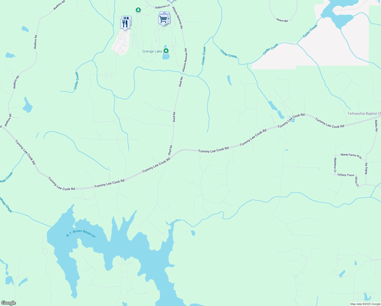 map of restaurants, bars, coffee shops, grocery stores, and more near 2346 Tommy Lee Cook Road in Palmetto