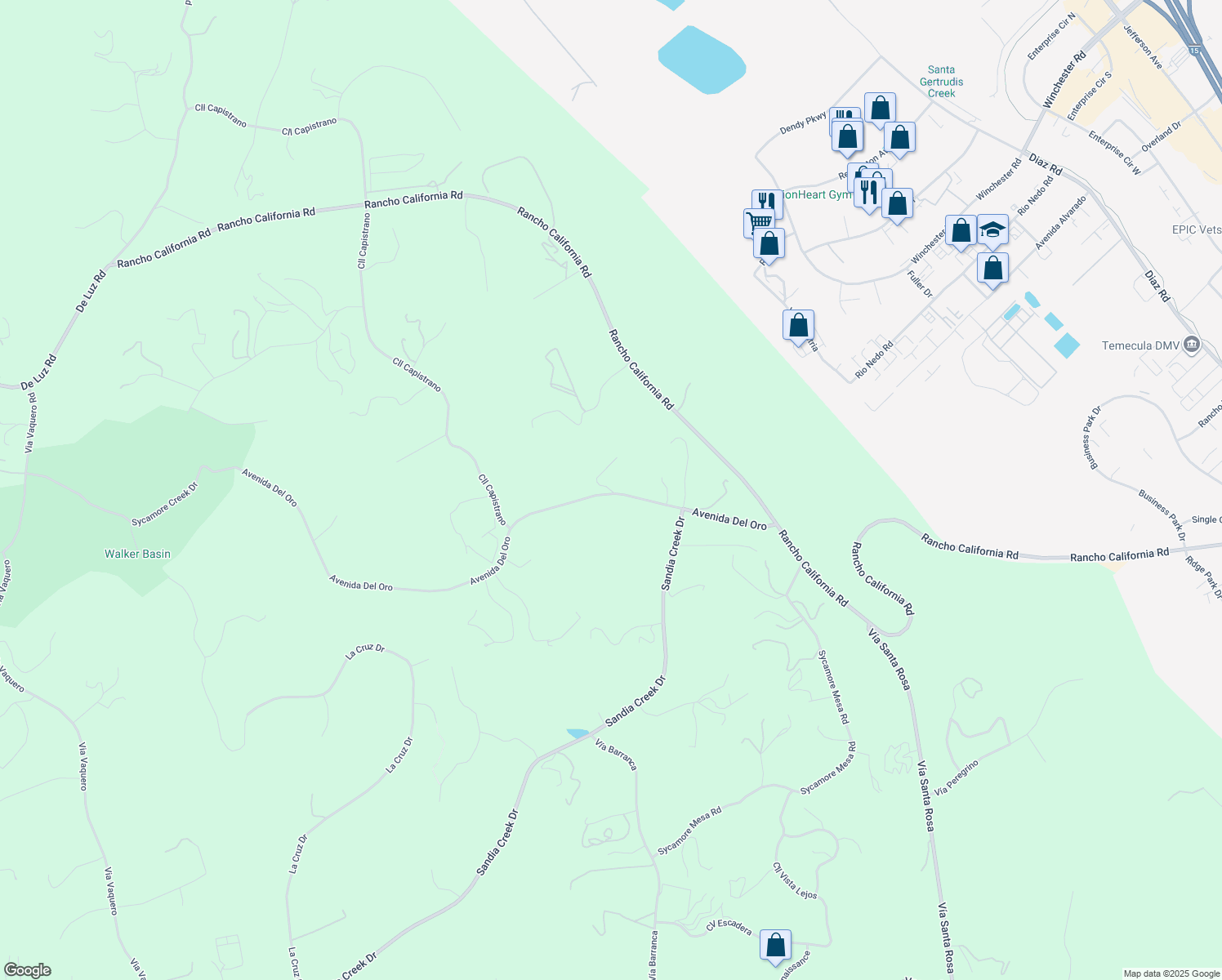 map of restaurants, bars, coffee shops, grocery stores, and more near in Temecula
