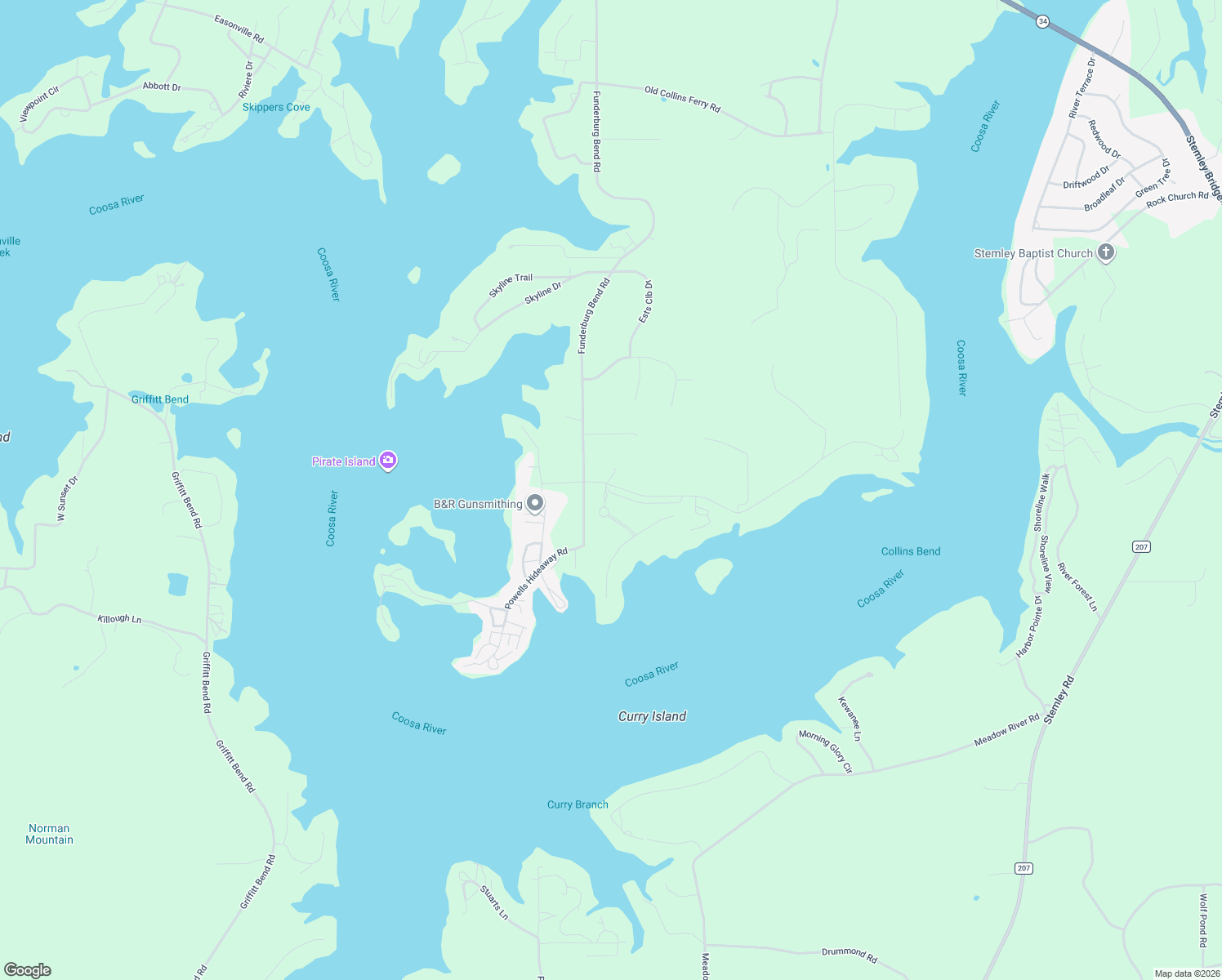 map of restaurants, bars, coffee shops, grocery stores, and more near 1132 Ranch Marina Road in Pell City