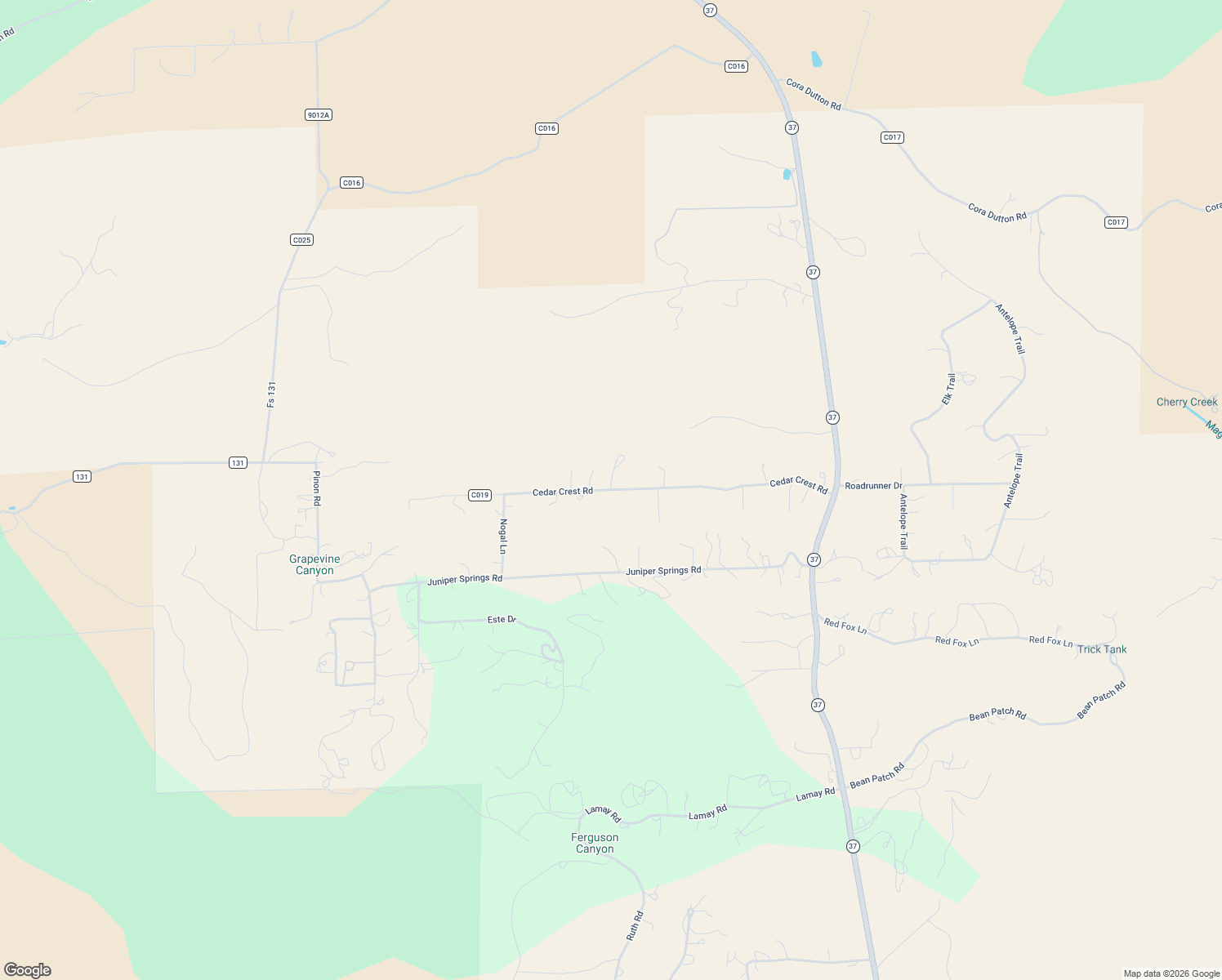 map of restaurants, bars, coffee shops, grocery stores, and more near County Road C019 in Nogal