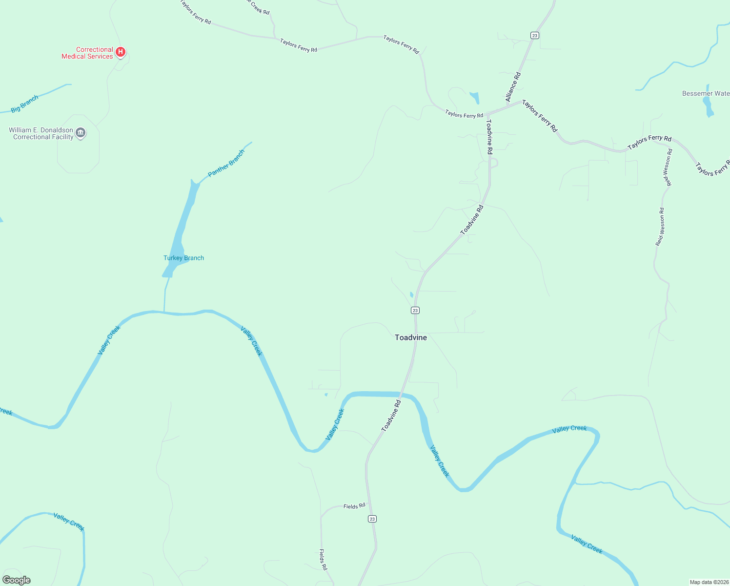 map of restaurants, bars, coffee shops, grocery stores, and more near 9492 Old Toadvine Road in Bessemer