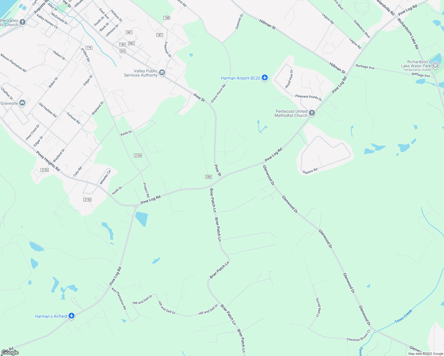 map of restaurants, bars, coffee shops, grocery stores, and more near 2594 S Carolina 87 in Aiken