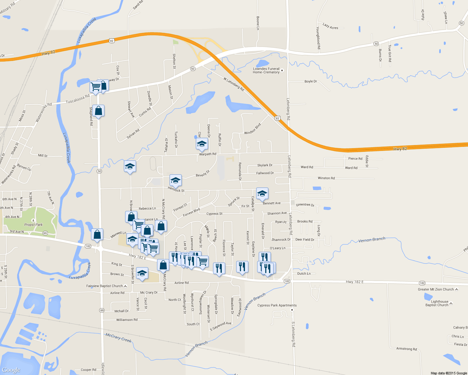 map of restaurants, bars, coffee shops, grocery stores, and more near 717 Hemlock Street in Columbus