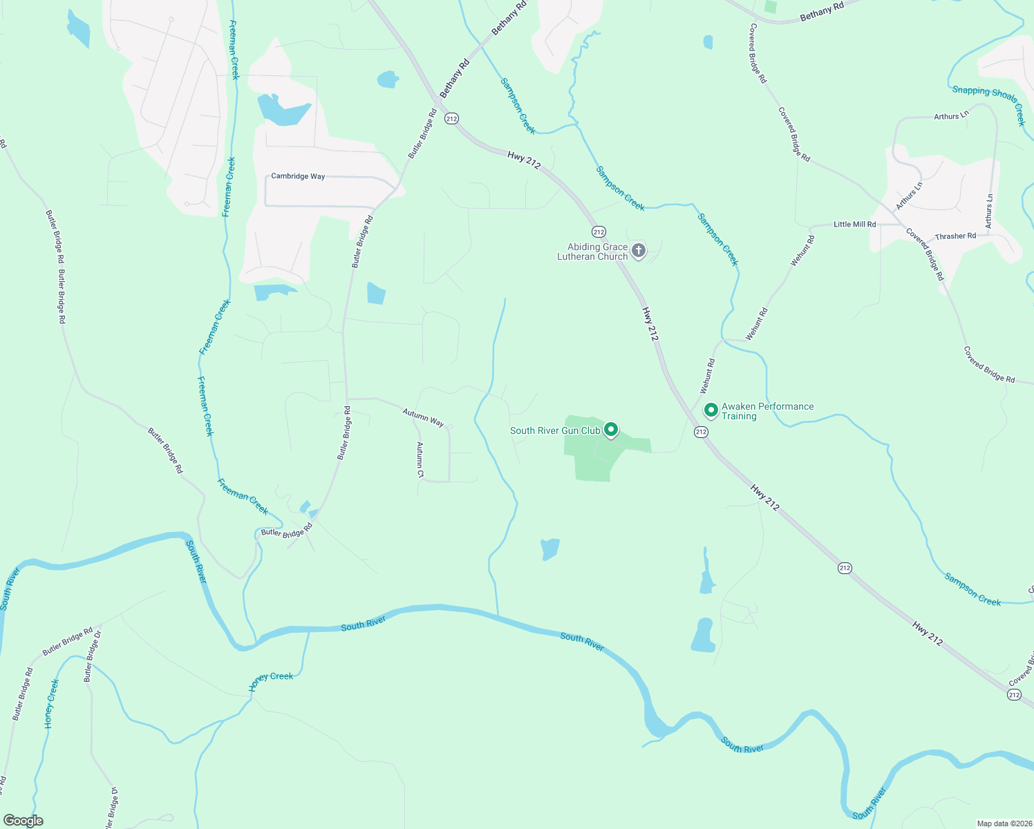 map of restaurants, bars, coffee shops, grocery stores, and more near 20 Amber Way in Covington