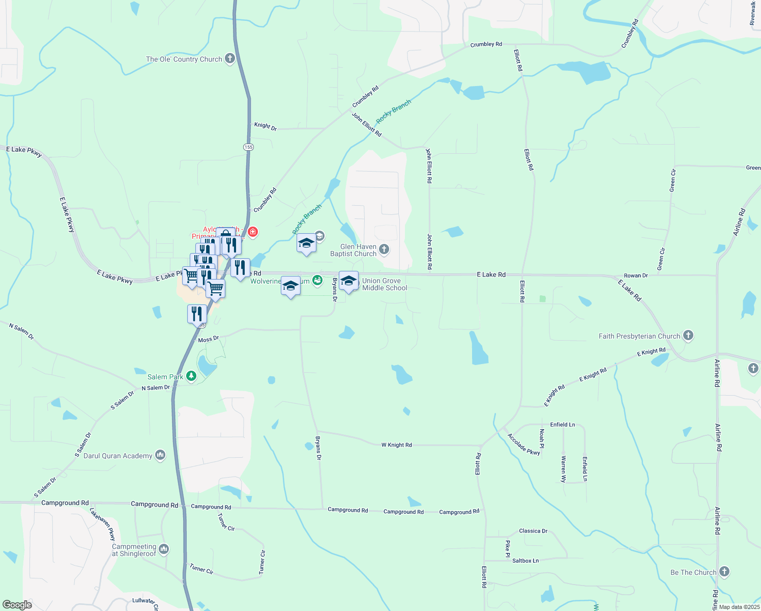 map of restaurants, bars, coffee shops, grocery stores, and more near 1325 Crimson Ln in McDonough